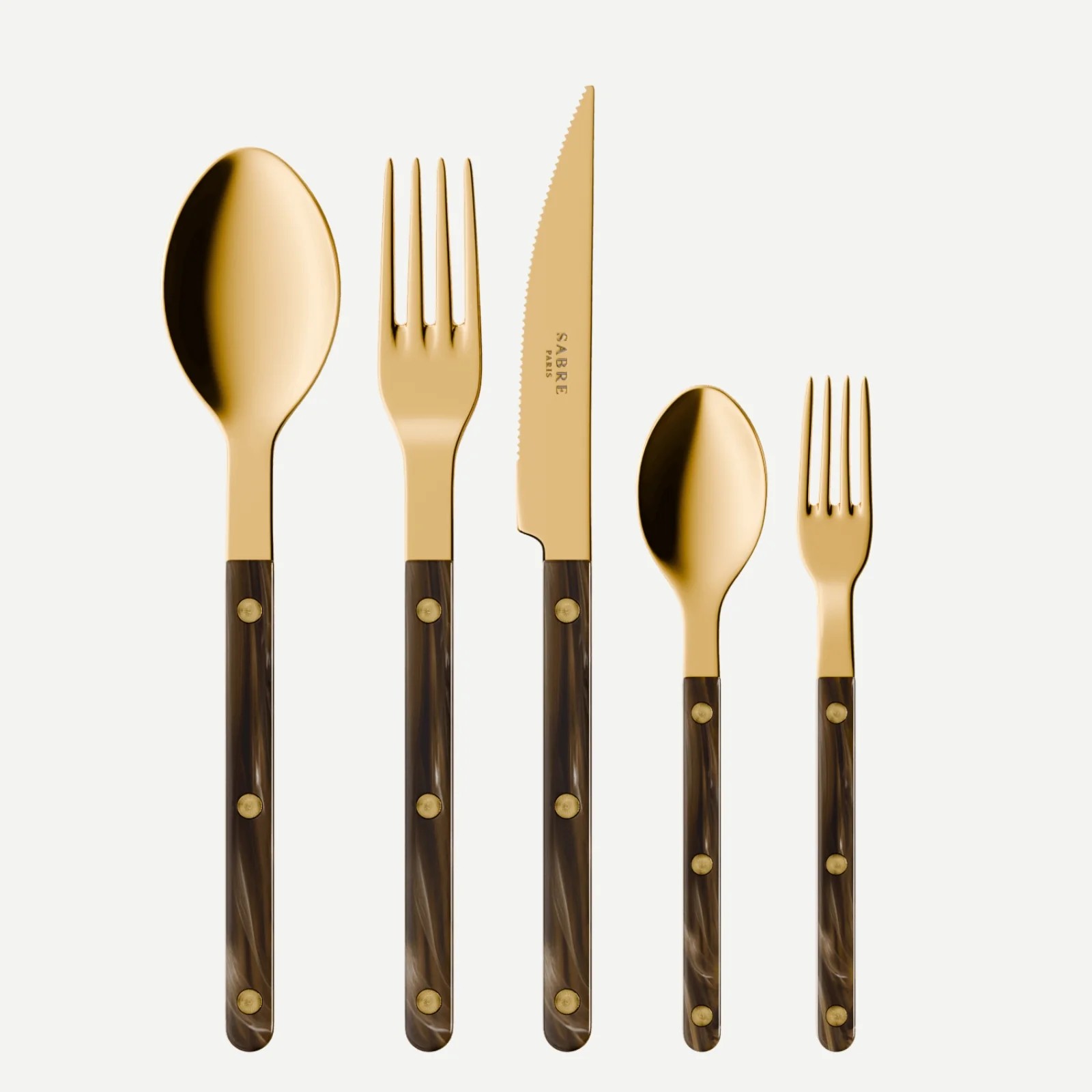 Bistrot couleur Gold Buffle, Effet Buffle - Set de 5 couverts de table