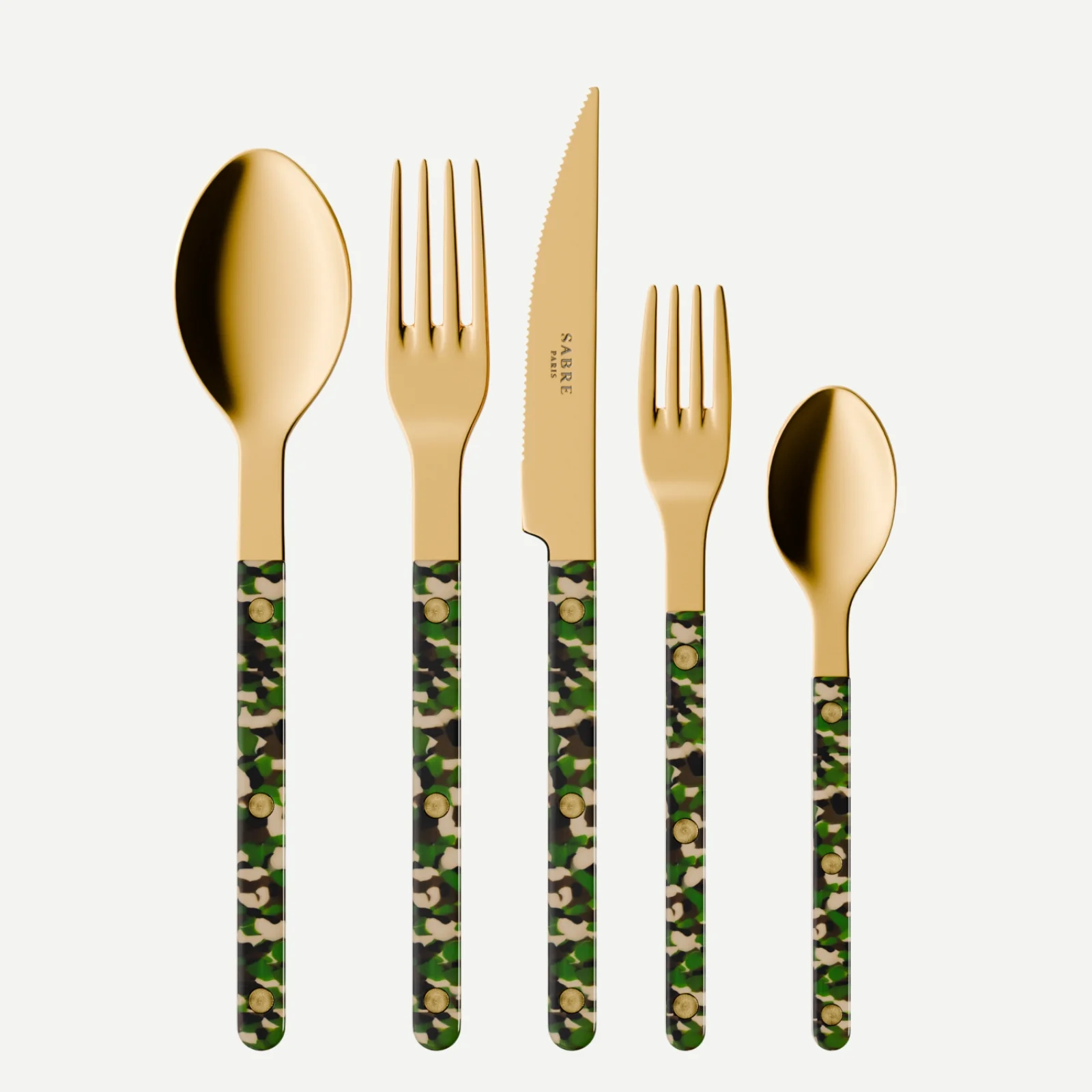 Bistrot couleur Gold Camouflage, Camouflage - Set de 5 couverts de table