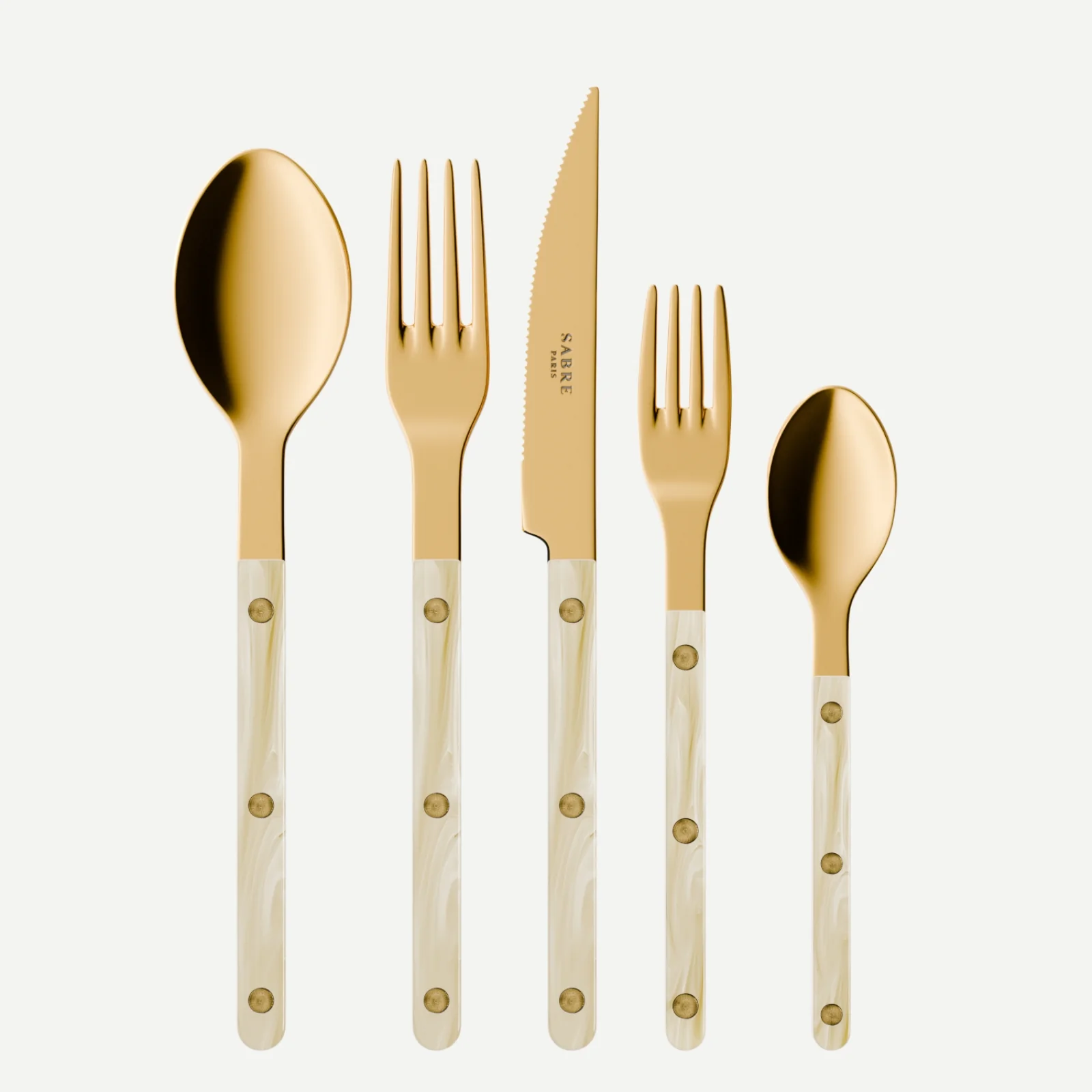 Bistrot couleur Gold Corne, Effet Corne - Set de 5 couverts de table
