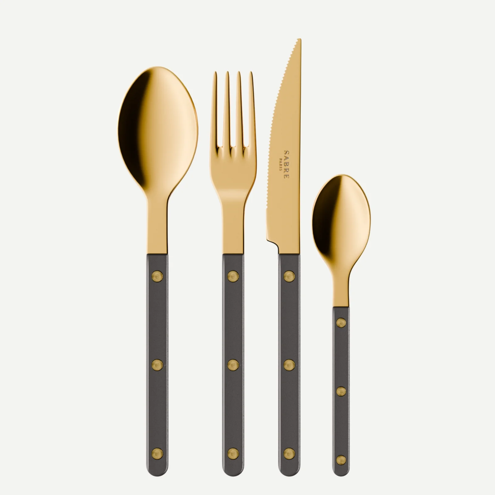 Bistrot couleur Gold Pearly, Anthracite - Set de 4 couverts de table