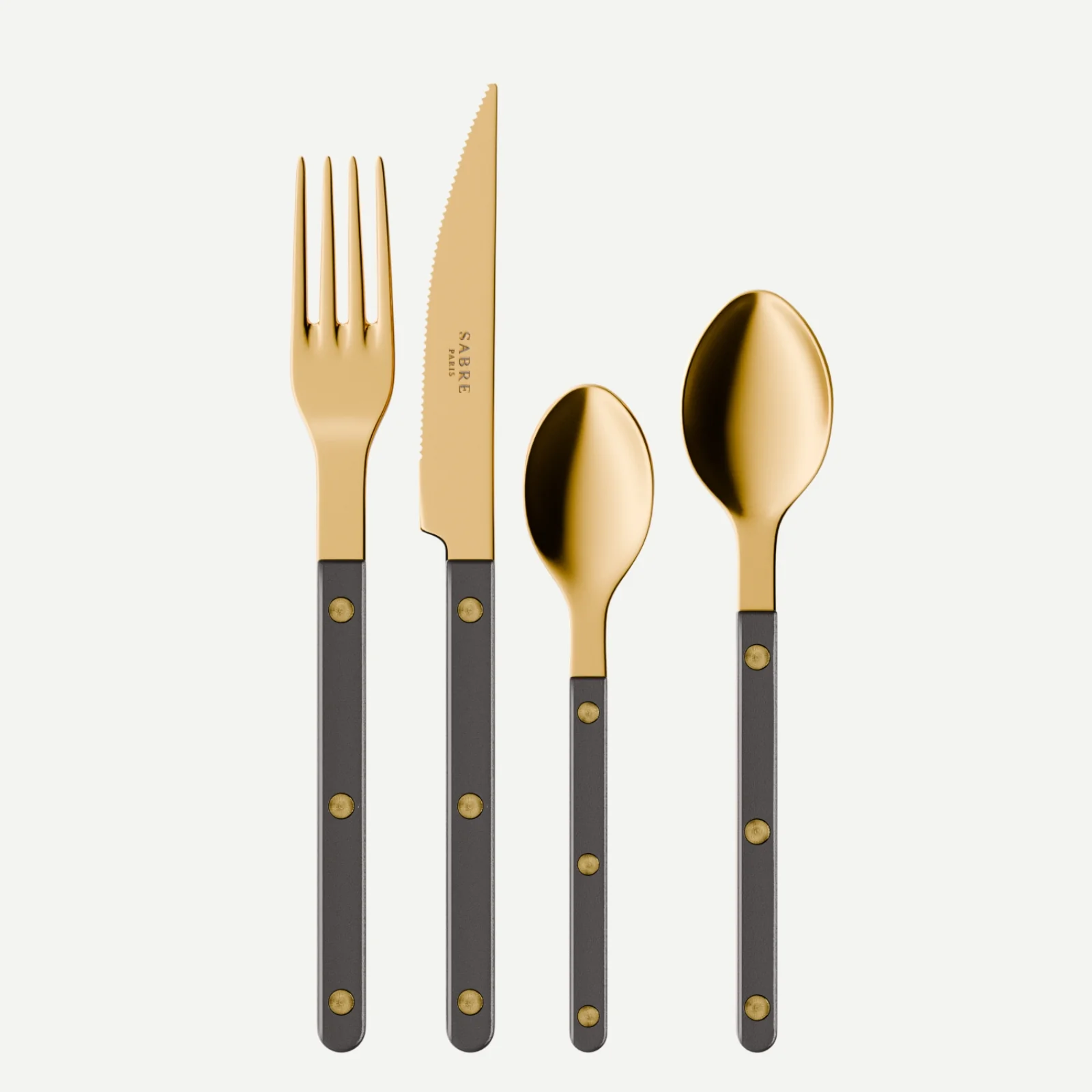 Bistrot couleur Gold Pearly, Anthracite - Set de 4 couverts de table