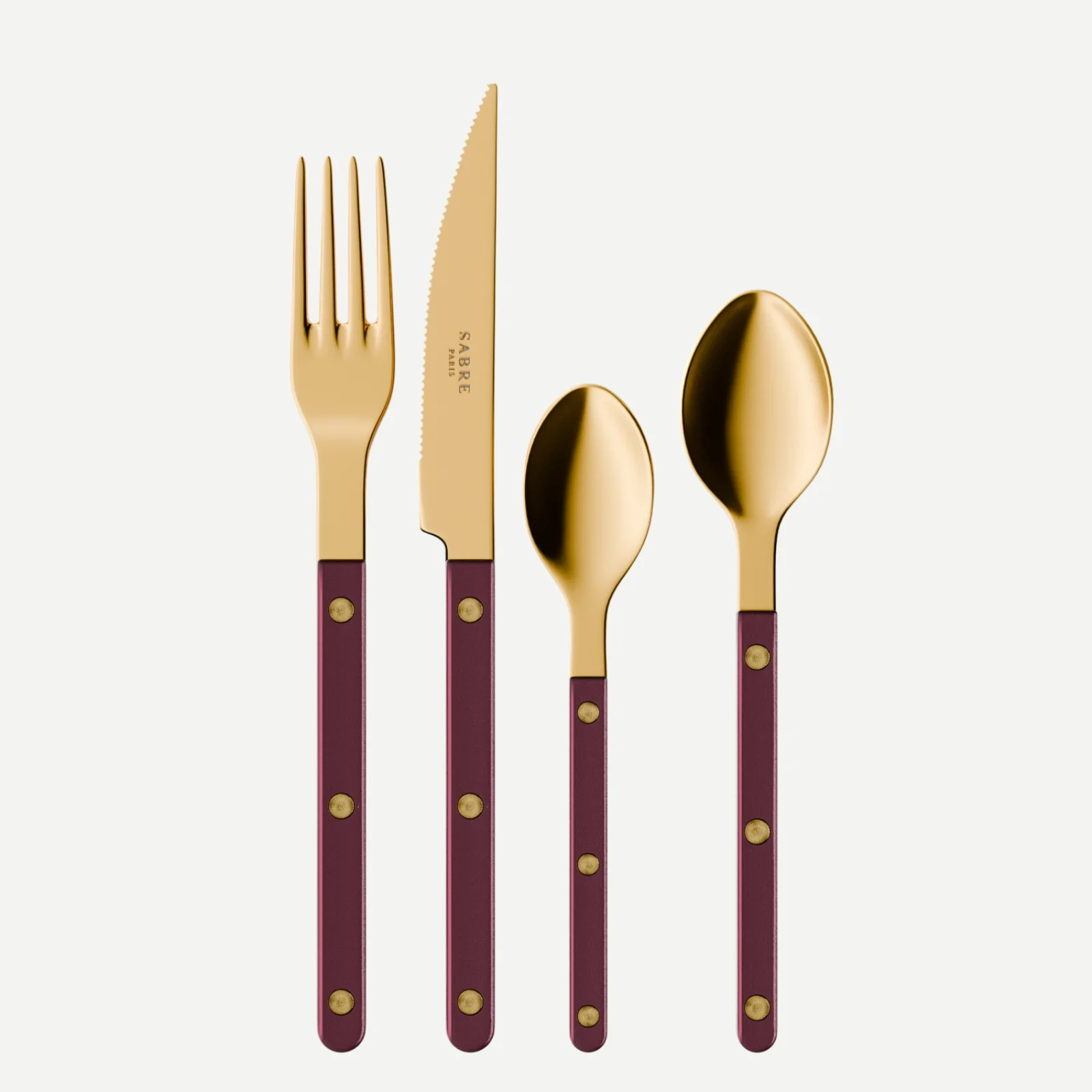 Bistrot couleur Gold Pearly, Aubergine - Set de 4 couverts de table