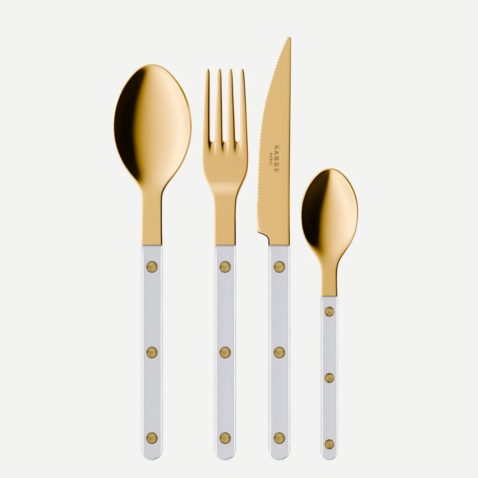 Bistrot couleur Gold Pearly, Blanc - Ménagère 24 pièces