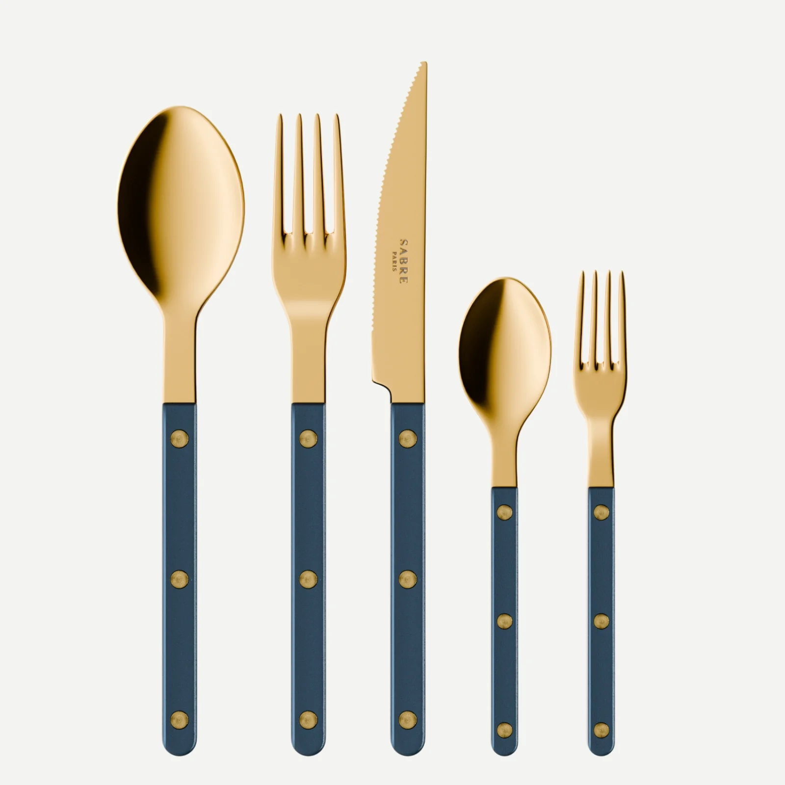 Bistrot couleur Gold Pearly, Bleu nuit - Set de 5 couverts de table