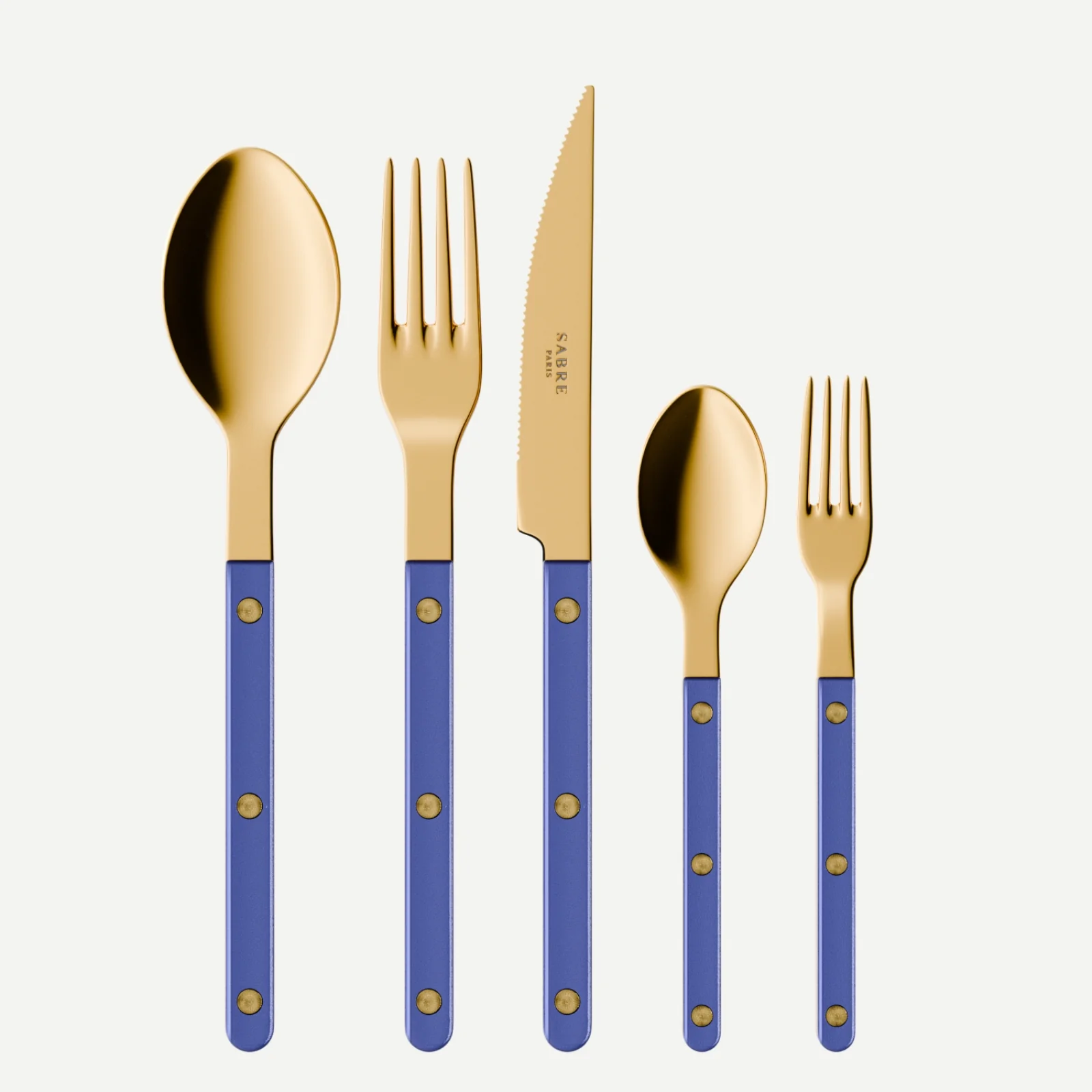 Bistrot couleur Gold Pearly, Bleu outremer - Set de 5 couverts de table