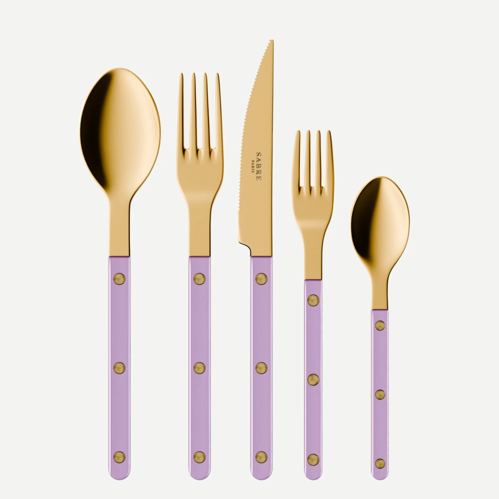 Bistrot couleur Gold Pearly, Lilas - Set de 5 couverts de table