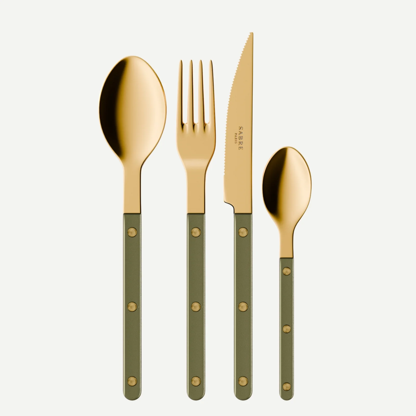 Bistrot couleur Gold Pearly, Olive - Ménagère 24 pièces