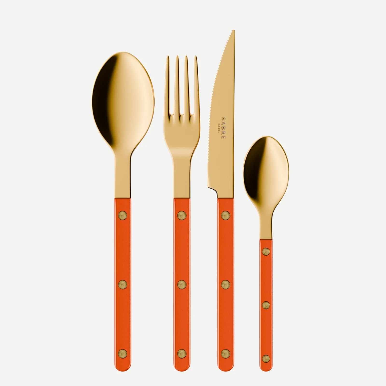 Bistrot couleur Gold Pearly, Orange - Ménagère 24 pièces