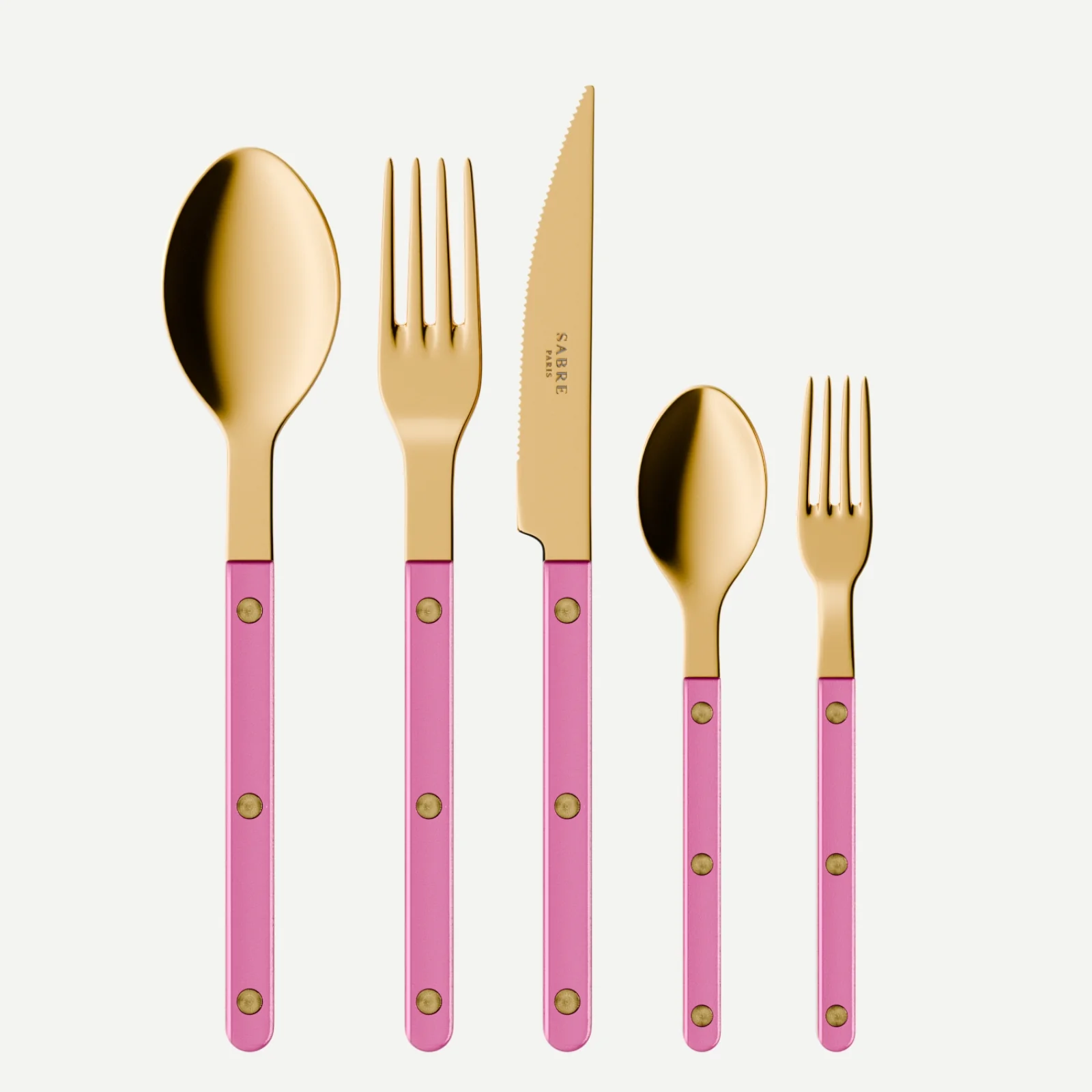 Bistrot couleur Gold Pearly, Rose - Set de 5 couverts de table