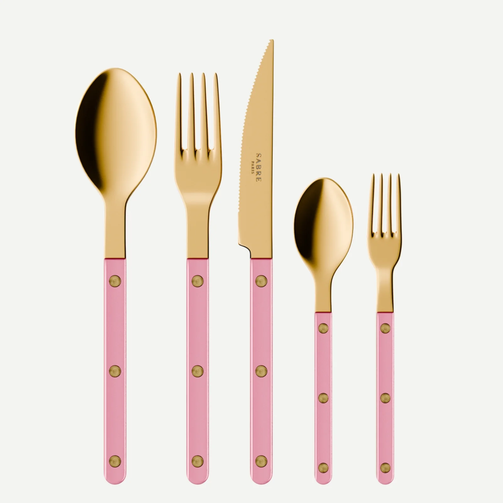 Bistrot couleur Gold Pearly, Rose dragée - Set de 5 couverts de table