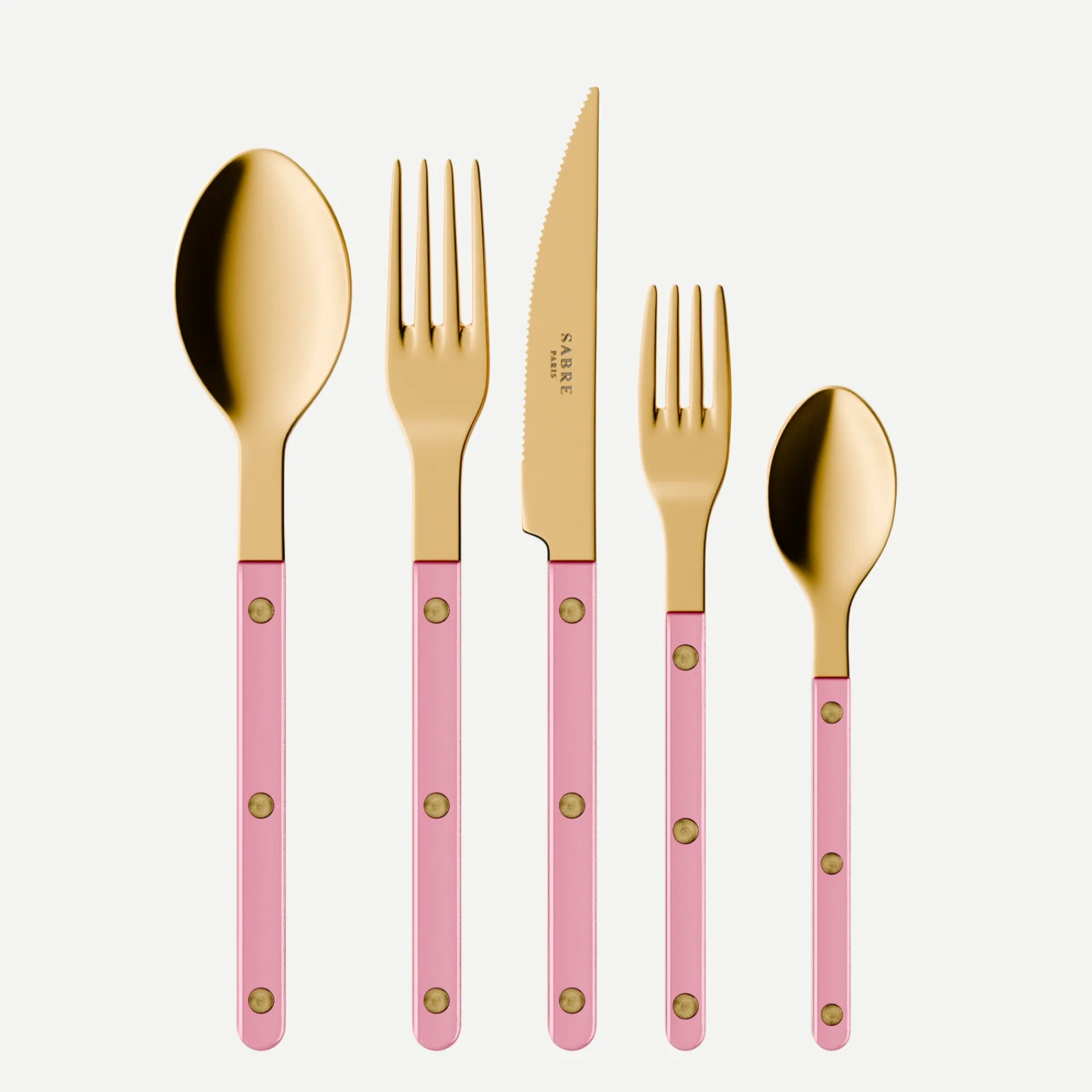 Bistrot couleur Gold Pearly, Rose dragée - Set de 5 couverts de table