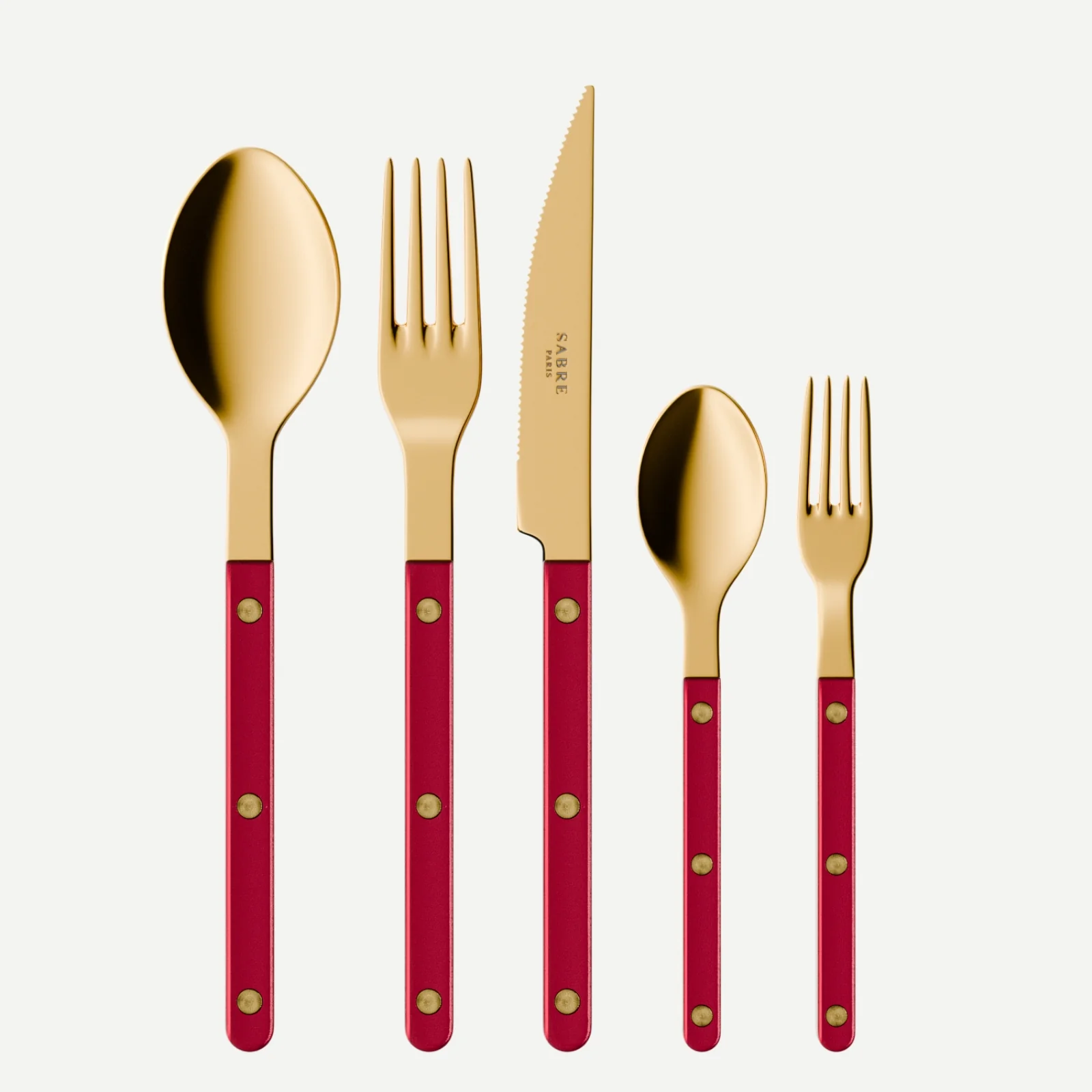 Bistrot couleur Gold Pearly, Rouge - Set de 5 couverts de table
