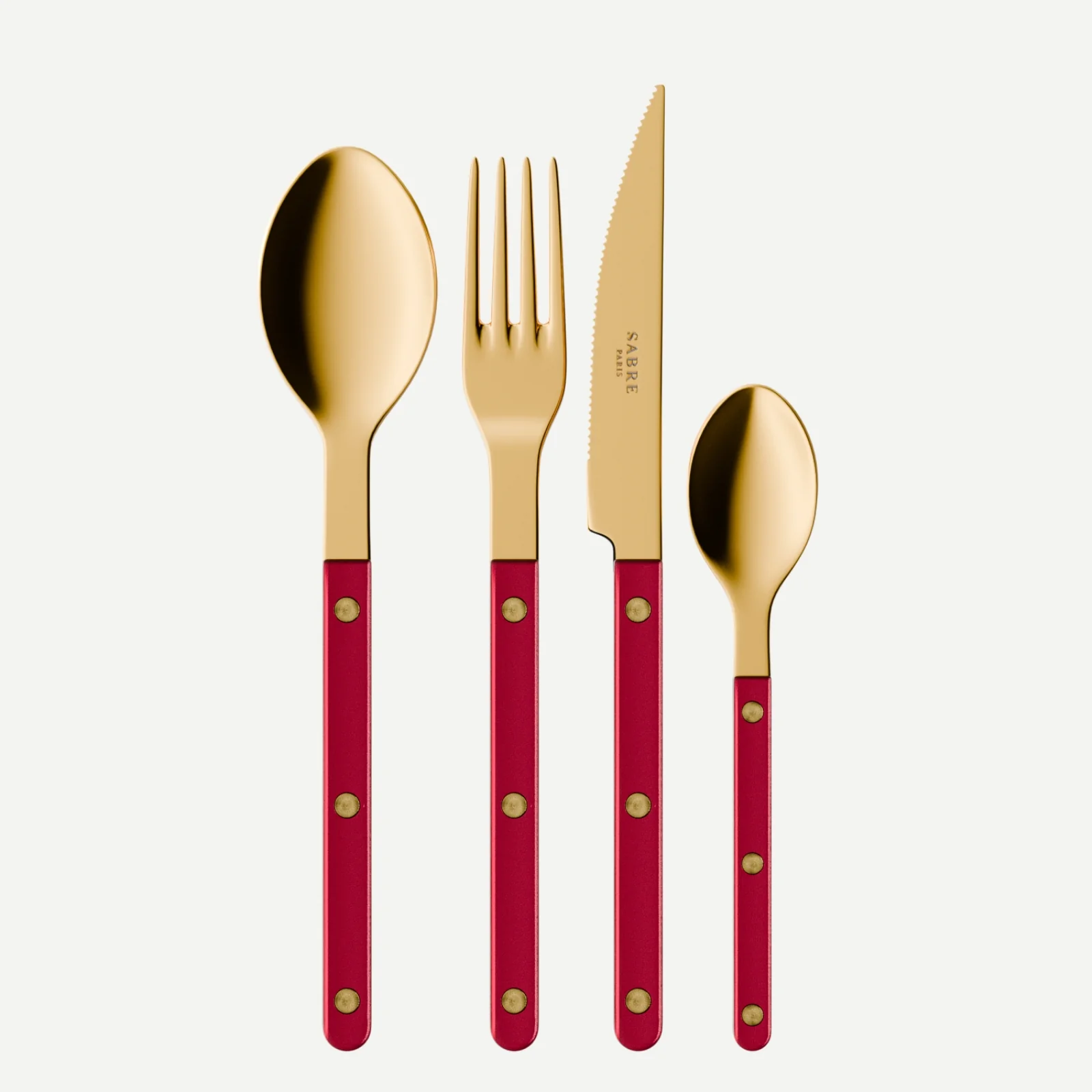 Bistrot couleur Gold Pearly, Rouge - Ménagère 48 pièces