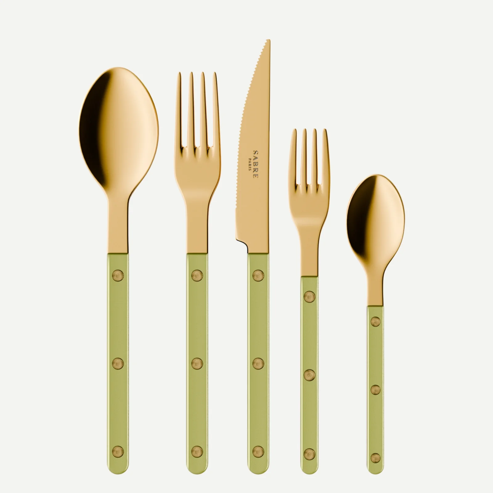 Bistrot couleur Gold Pearly, Tilleul - Set de 5 couverts de table