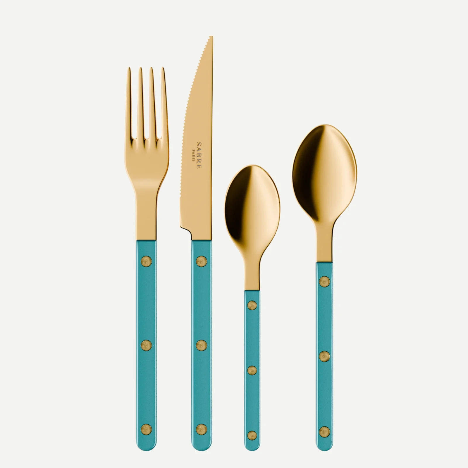 Bistrot couleur Gold Pearly, Turquoise - Set de 4 couverts de table
