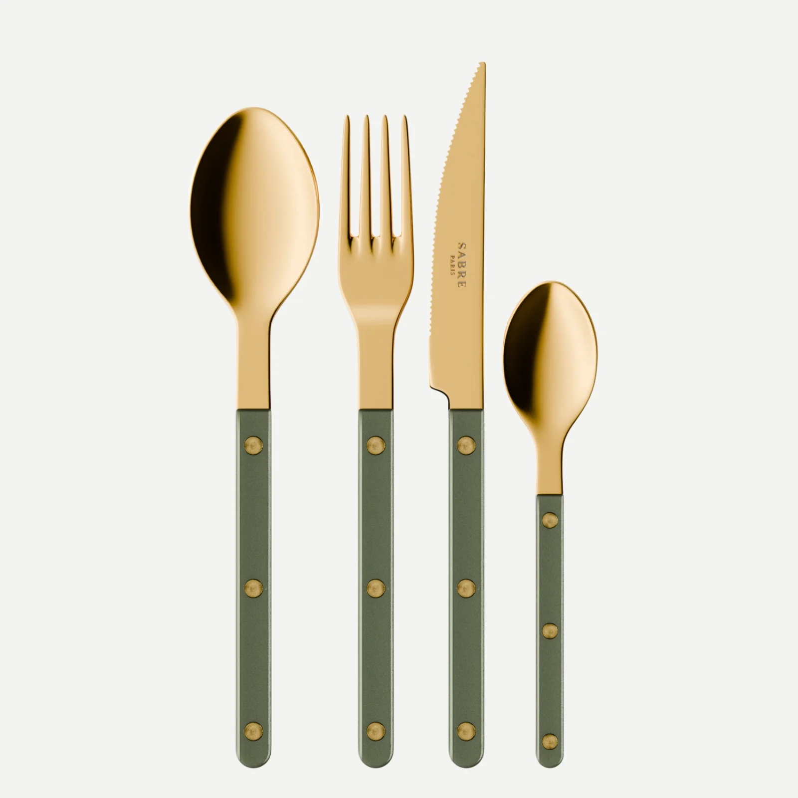 Bistrot couleur Gold Pearly, Vert foncé - Set de 4 couverts de table