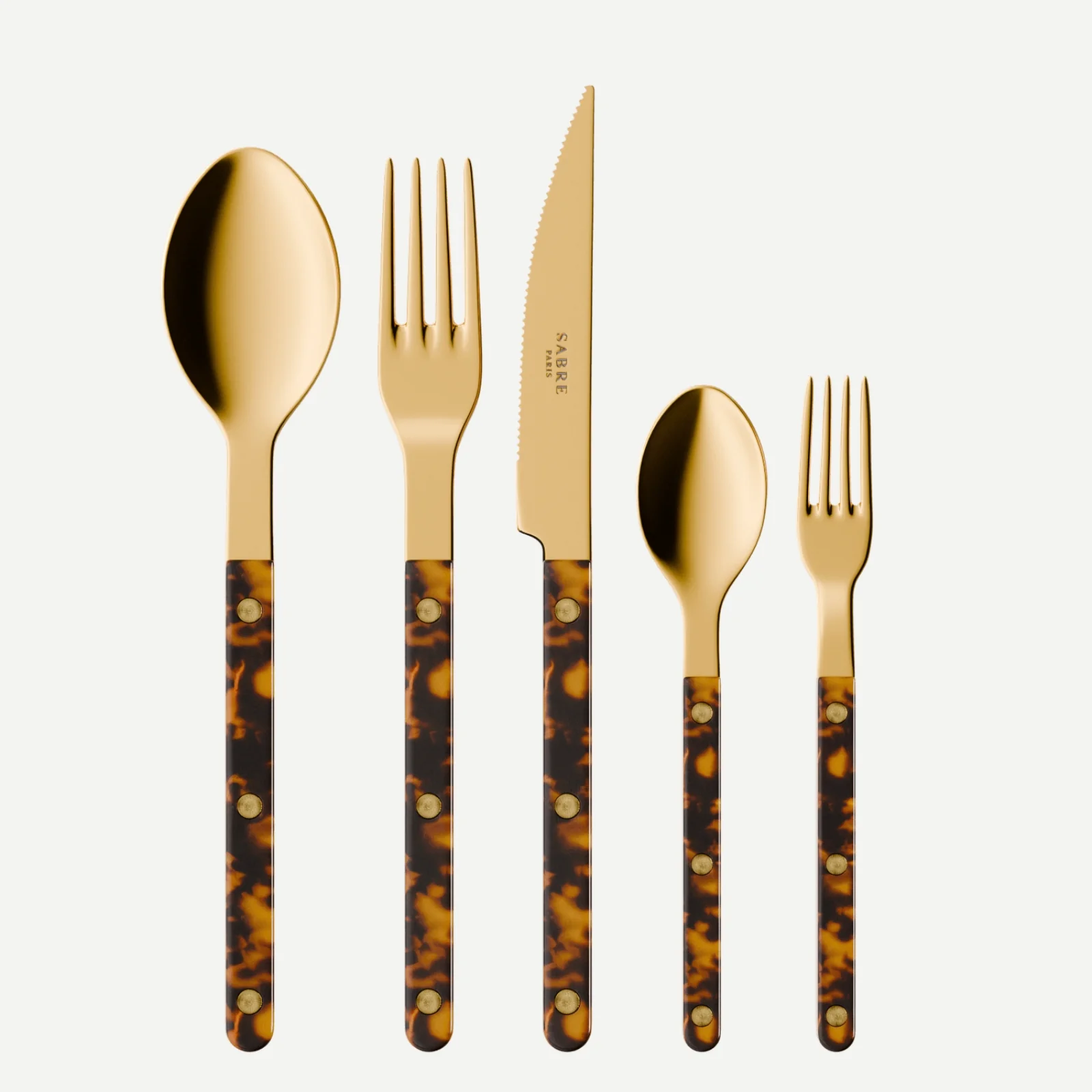 Bistrot couleur Gold Tortue, Effet Écaille - Set de 5 couverts de table