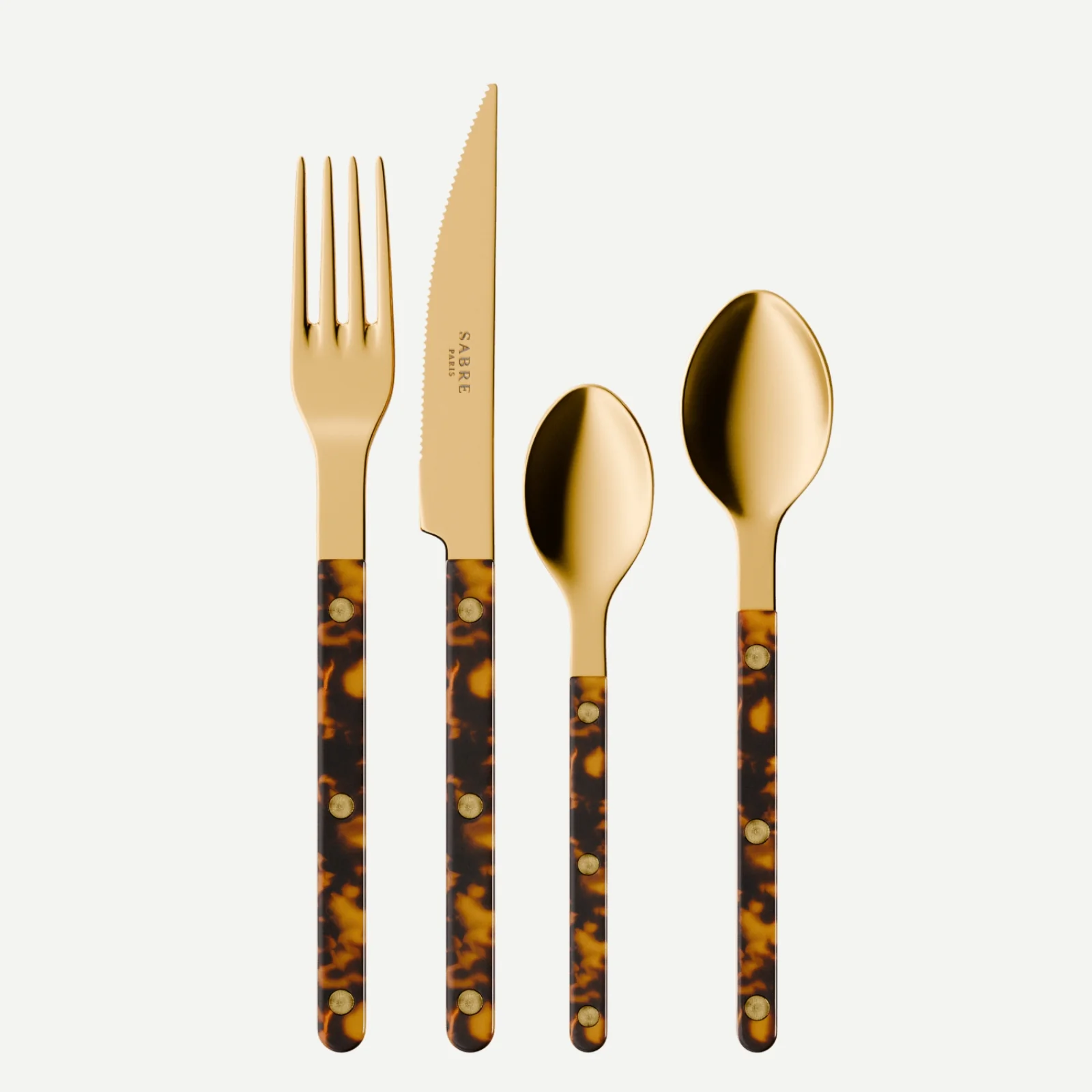 Bistrot couleur Gold Tortue, Effet Écaille - Set de 4 couverts de table