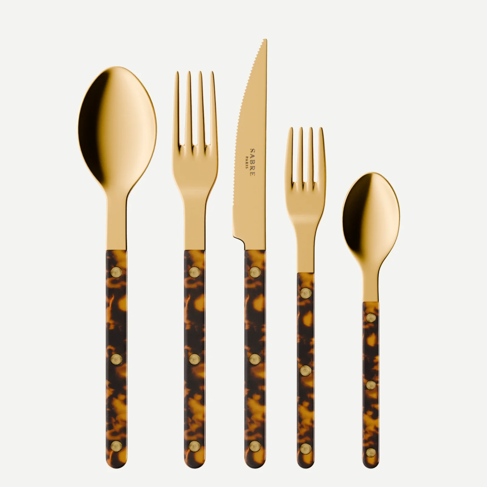 Bistrot couleur Gold Tortue, Effet Écaille - Set de 5 couverts de table