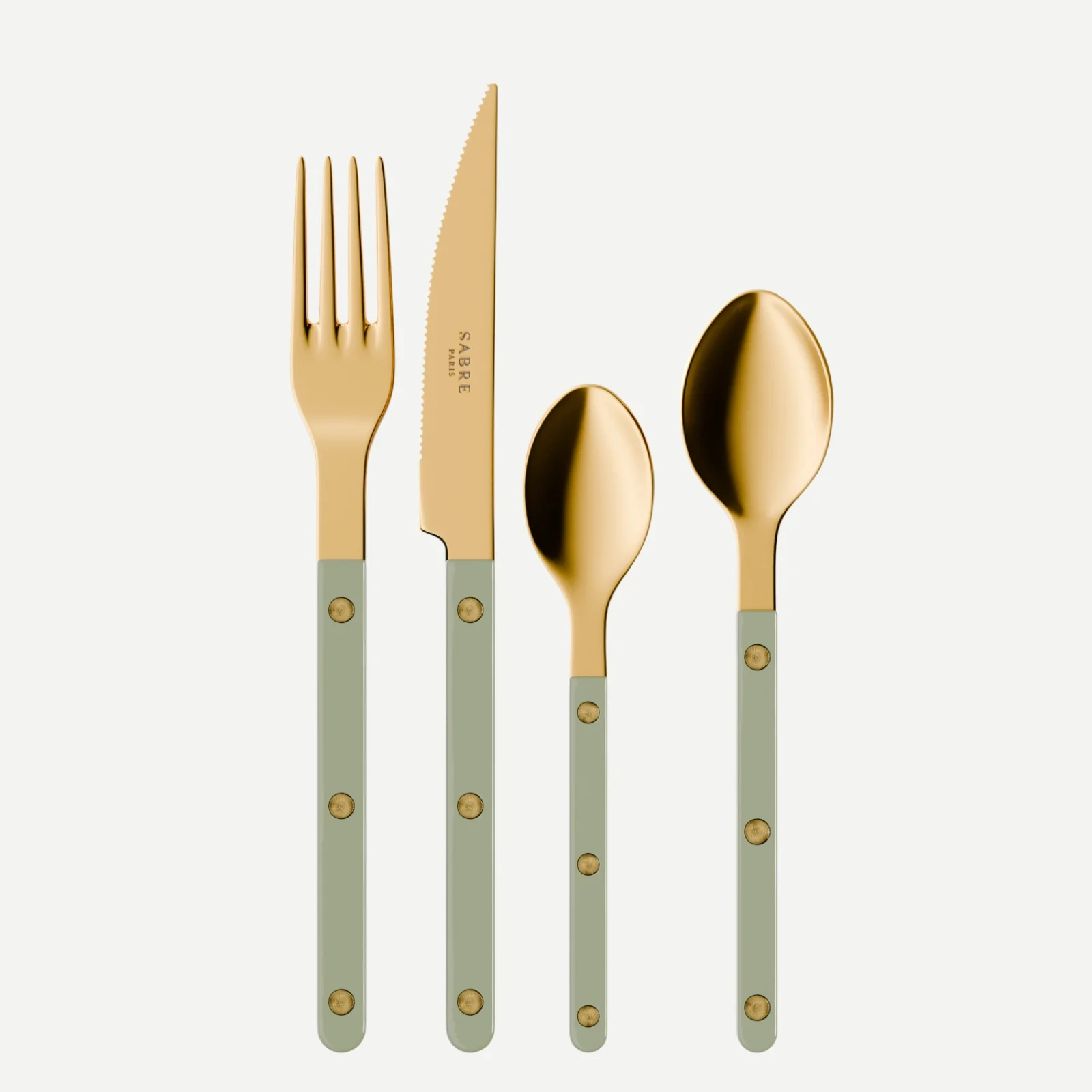 Bistrot couleur Gold Uni, Asperge - Set de 4 couverts de table