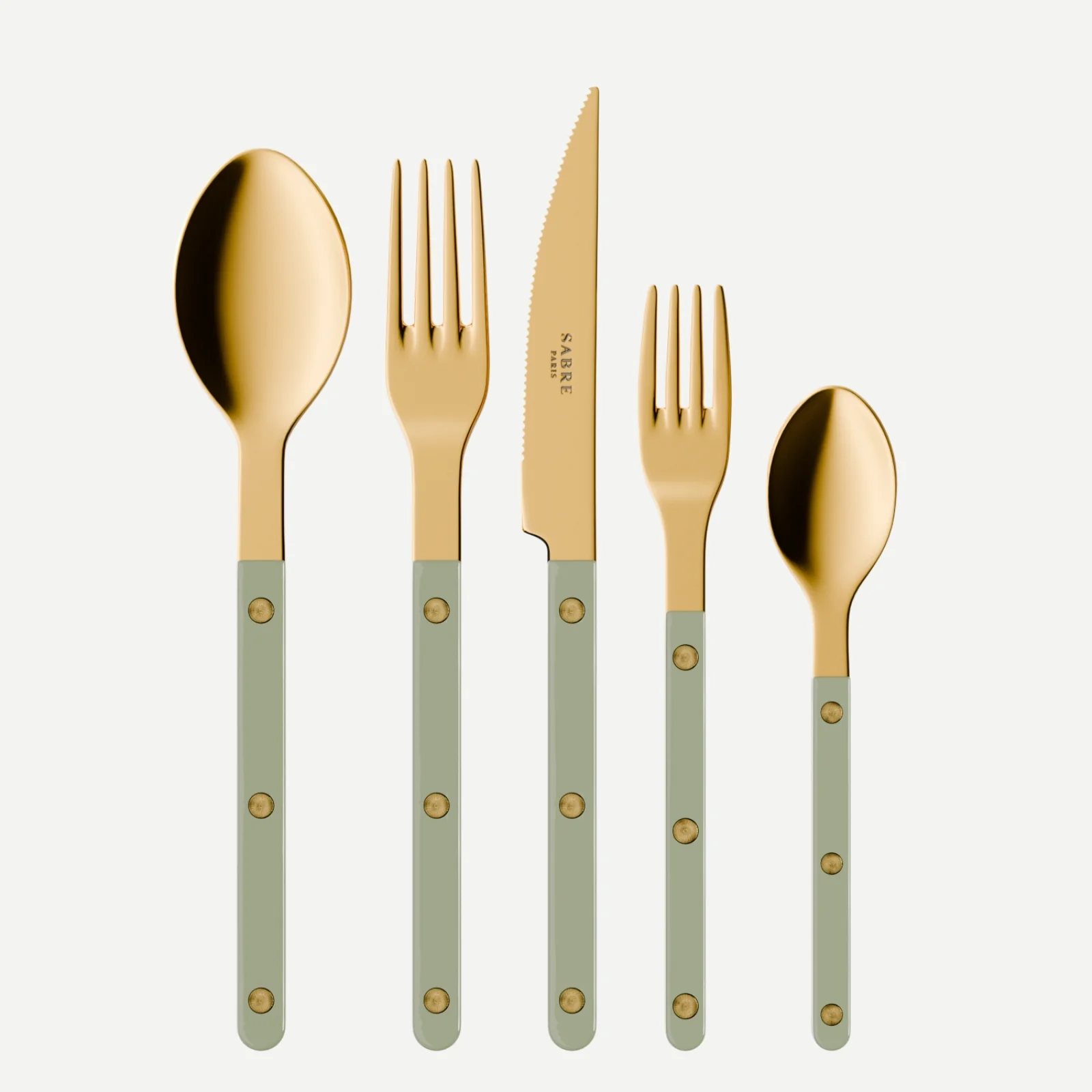 Bistrot couleur Gold Uni, Asperge - Set de 5 couverts de table