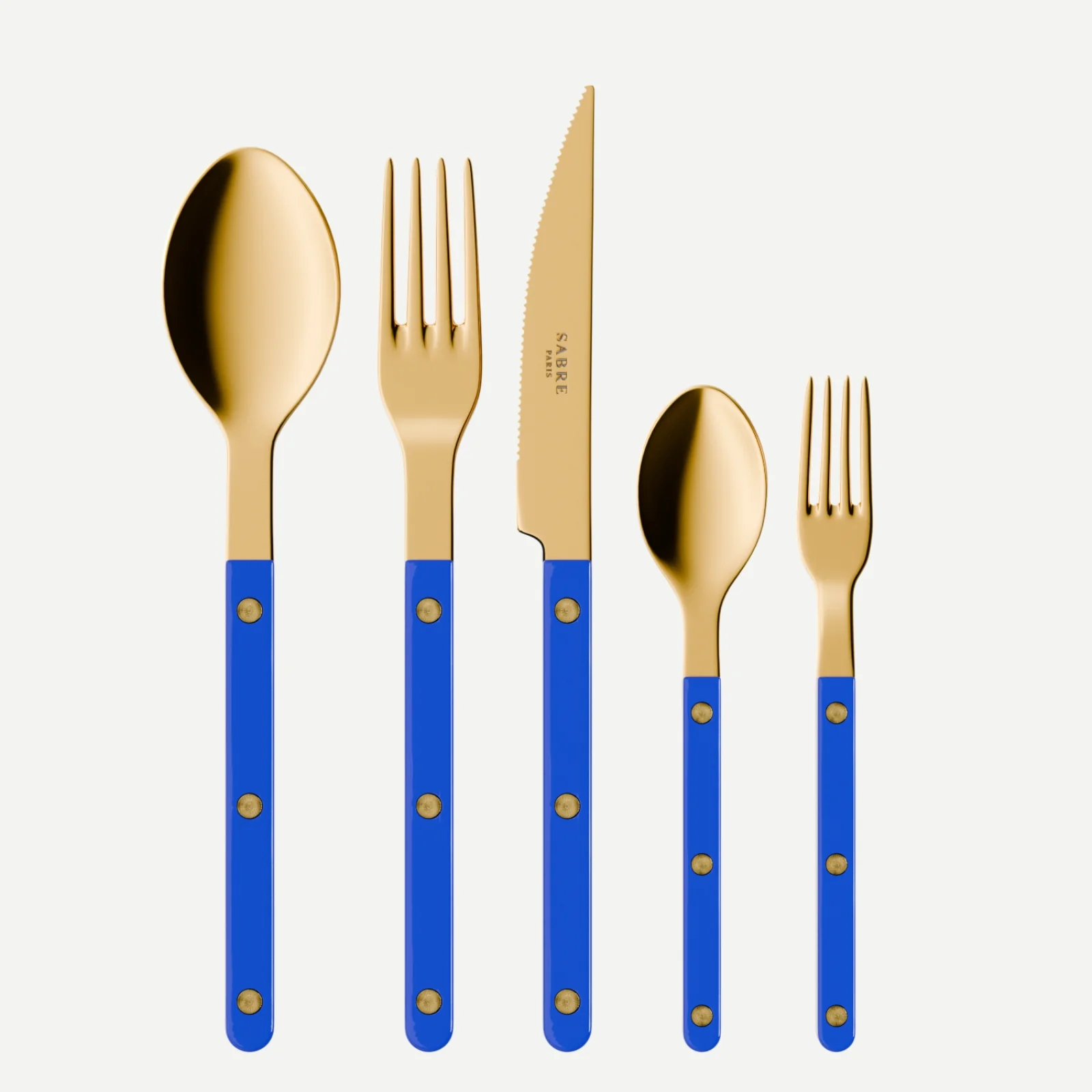 Bistrot couleur Gold Uni, Bleu outremer - Set de 5 couverts de table