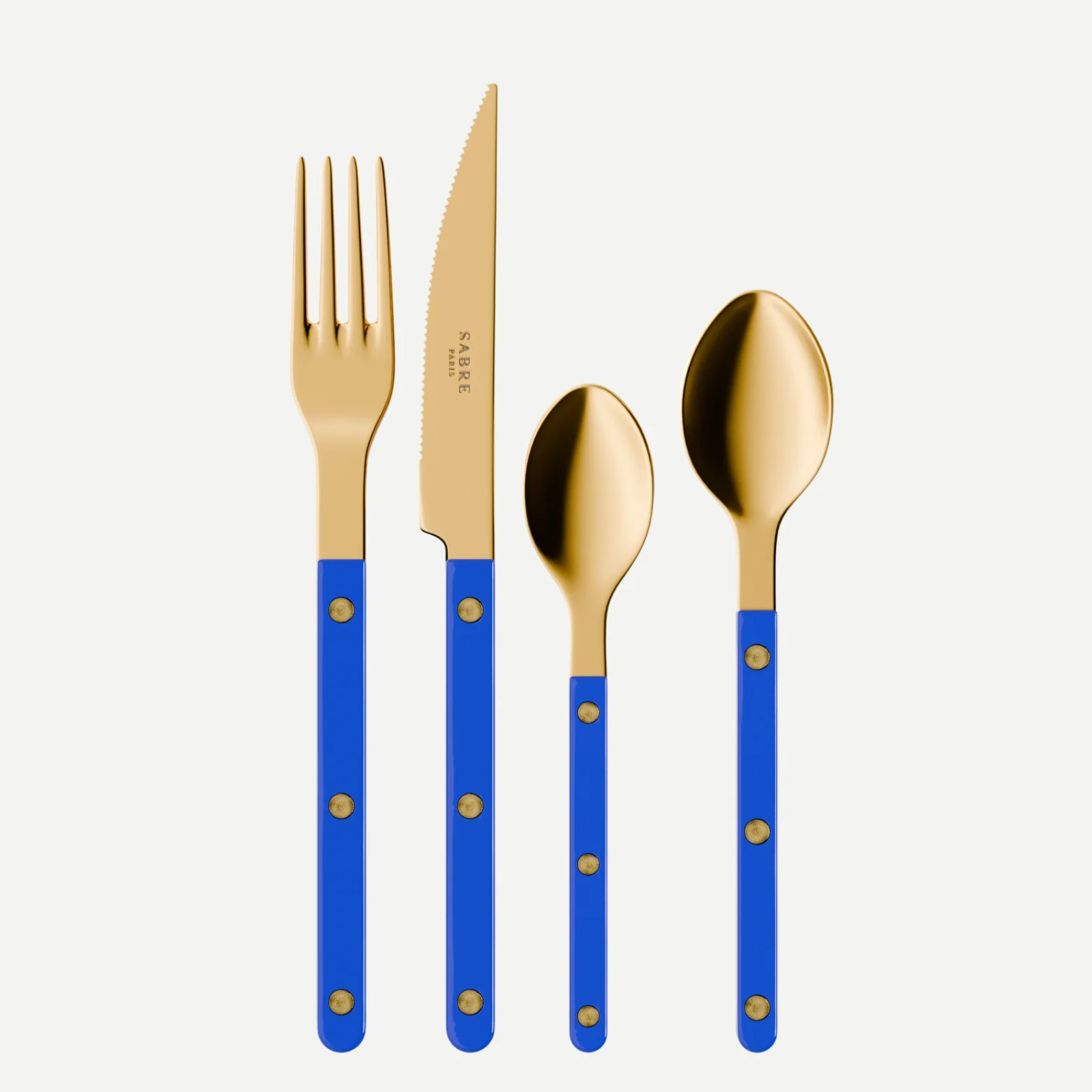 Bistrot couleur Gold Uni, Bleu outremer - Set de 4 couverts de table