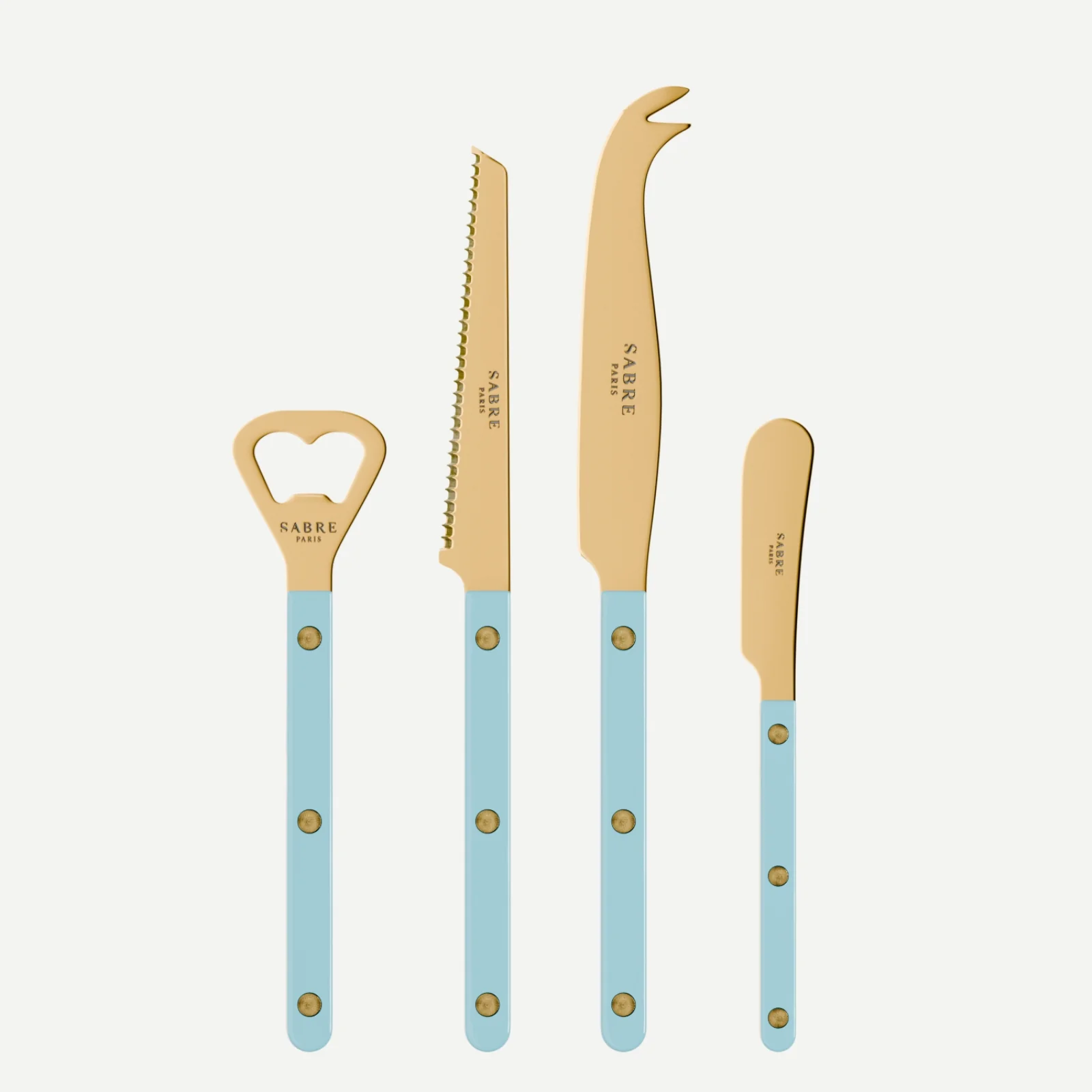 Bistrot couleur Gold Uni, Bleu pastel - Set apéro Bistrot