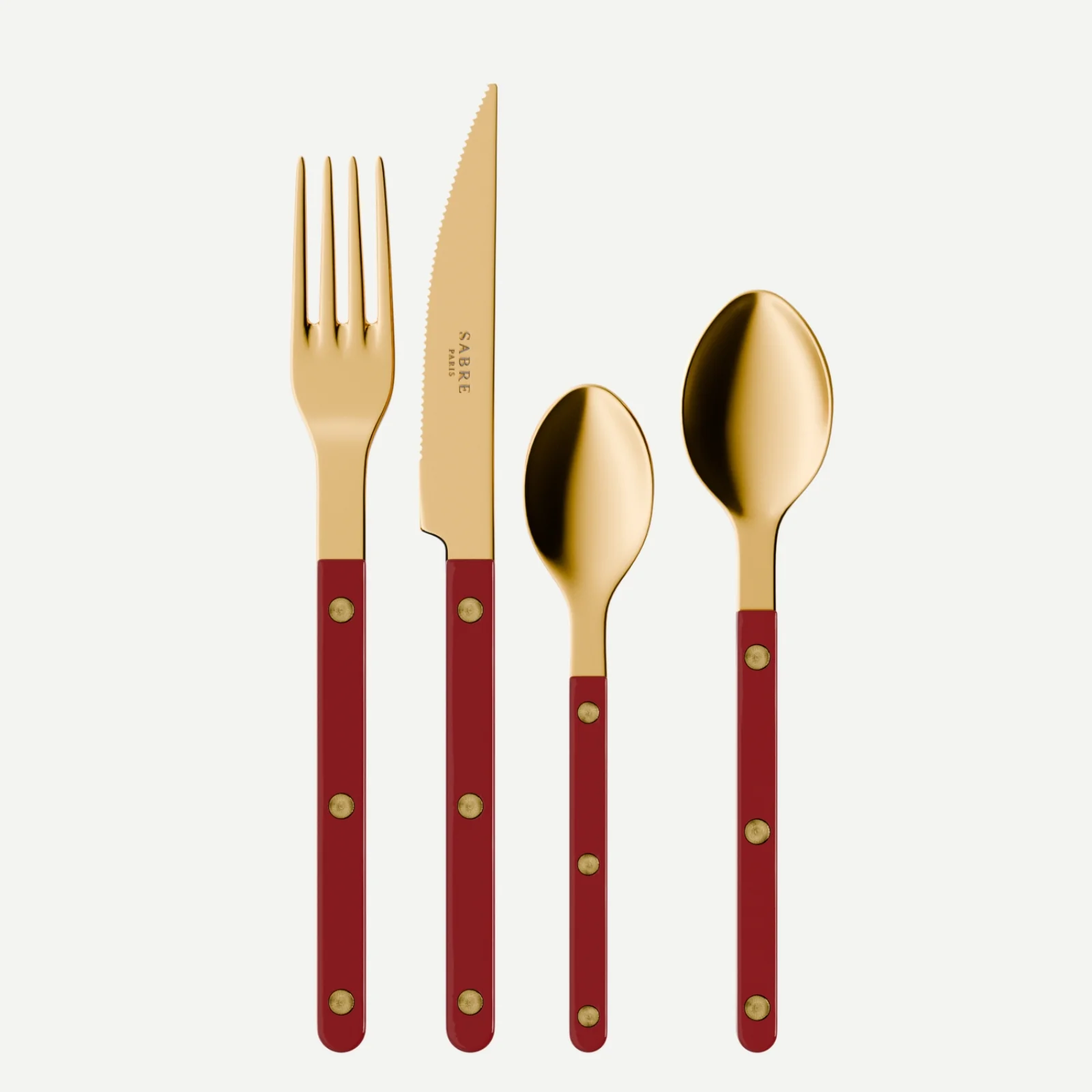 Bistrot couleur Gold Uni, Bordeaux - Set de 4 couverts de table