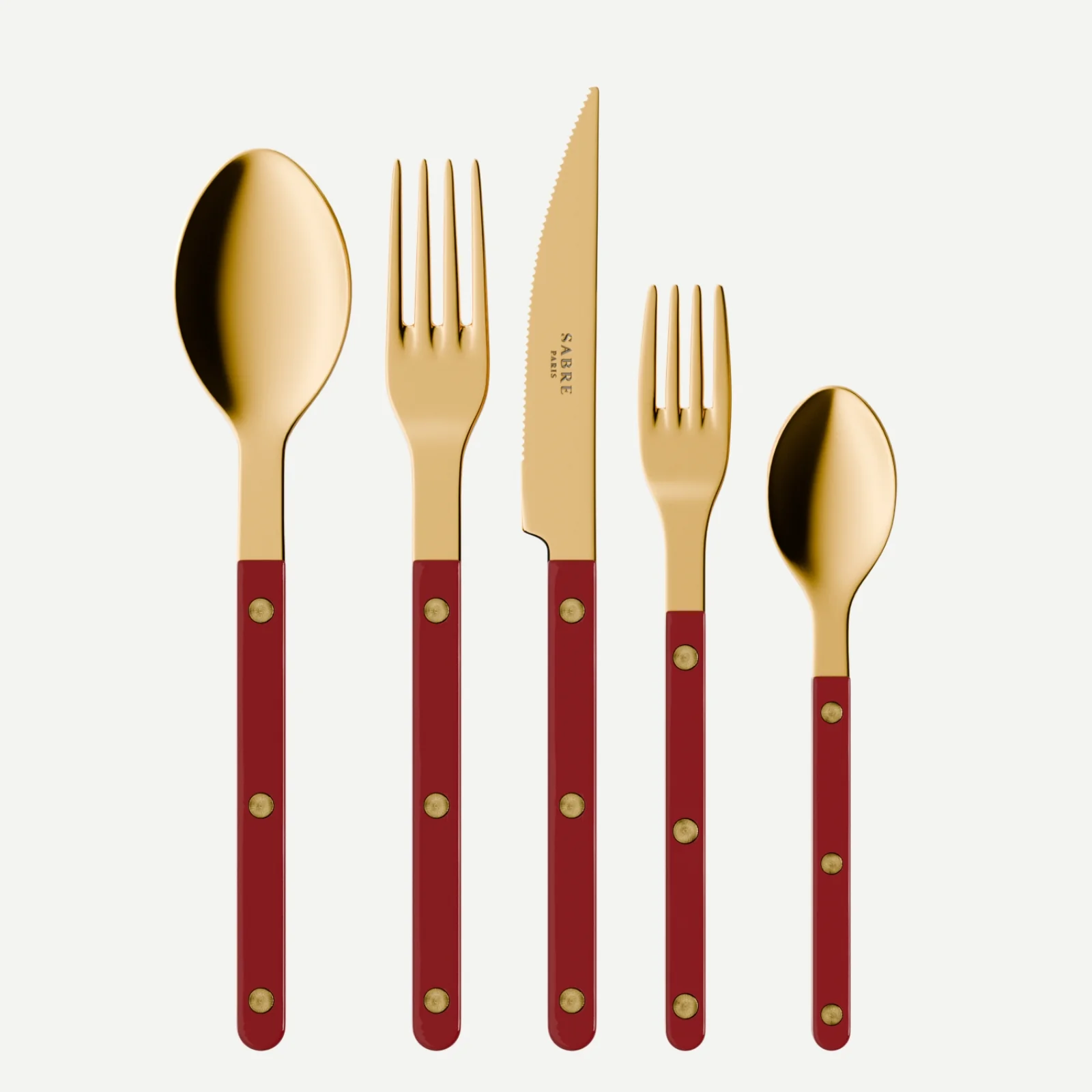 Bistrot couleur Gold Uni, Bordeaux - Set de 5 couverts de table