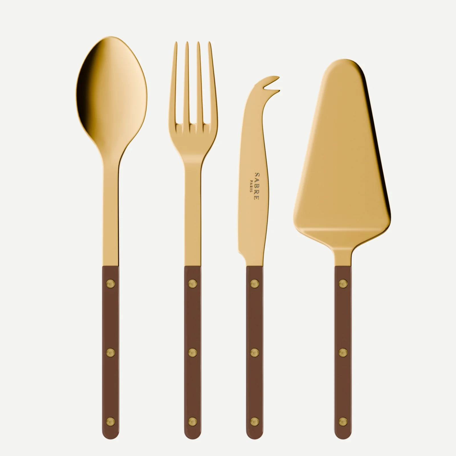 Bistrot couleur Gold Uni, Chocolat - Set Les Essentiels Bistrot - ensemble de 4 couverts de service