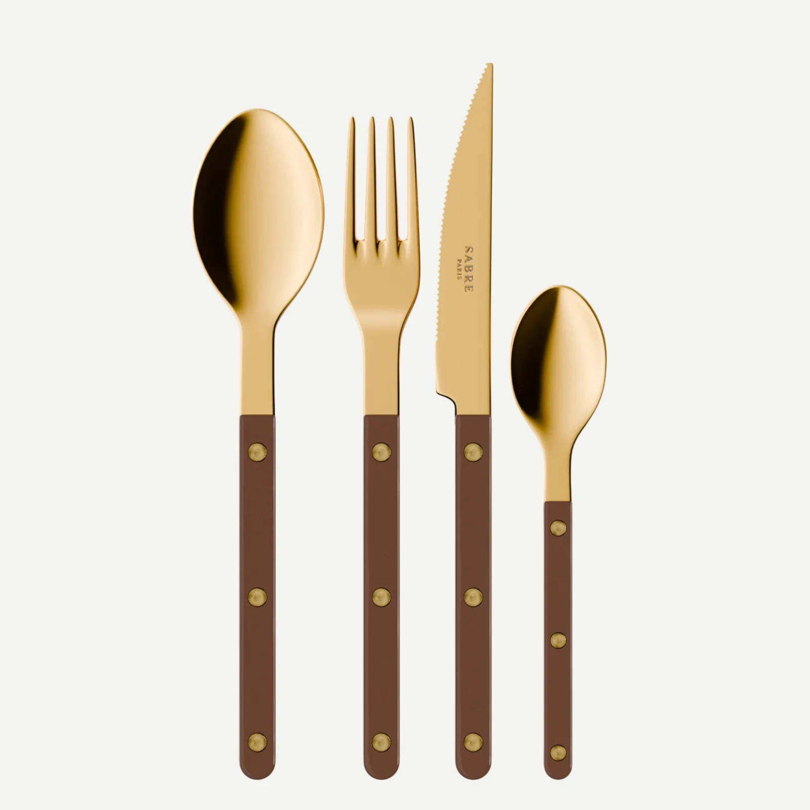 Bistrot couleur Gold Uni, Chocolat - Ménagère 48 pièces