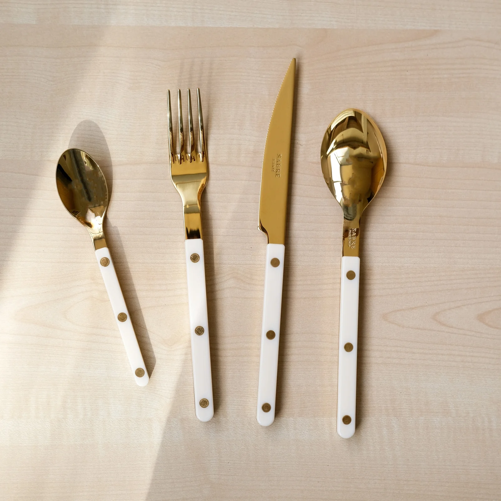 Bistrot couleur Gold Uni, Ivoire - Set de 5 couverts de table - Image 2