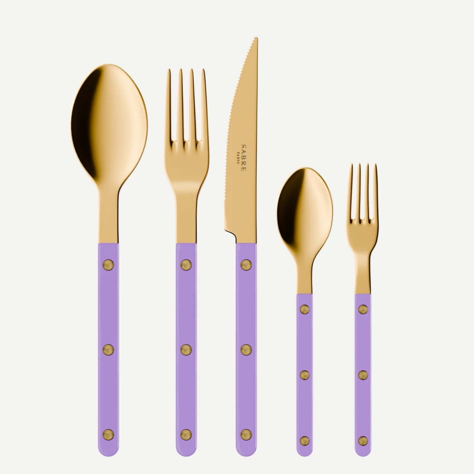 Bistrot couleur Gold Uni, Mauve - Set de 5 couverts de table