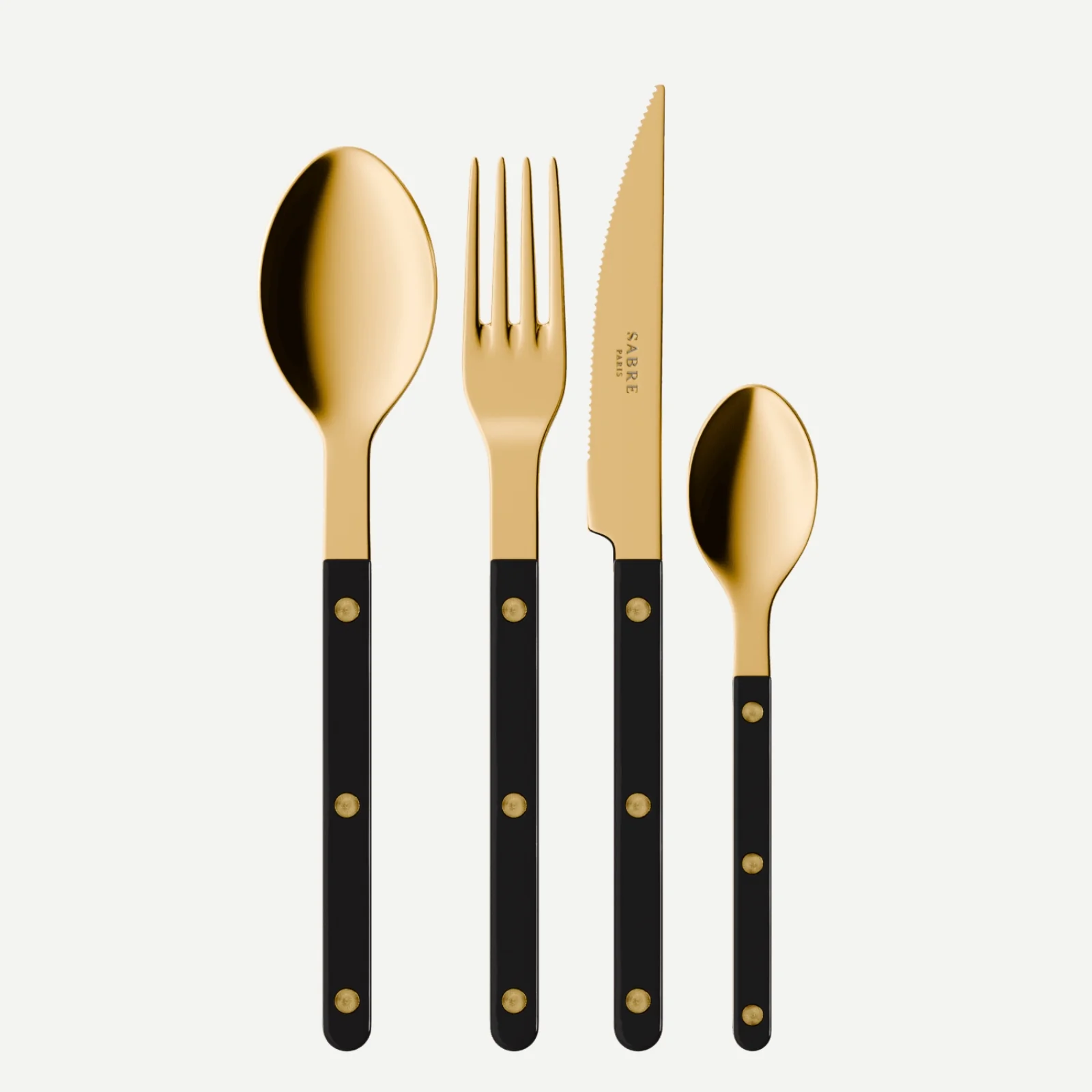 Bistrot couleur Gold Uni, Noir - Ménagère 24 pièces