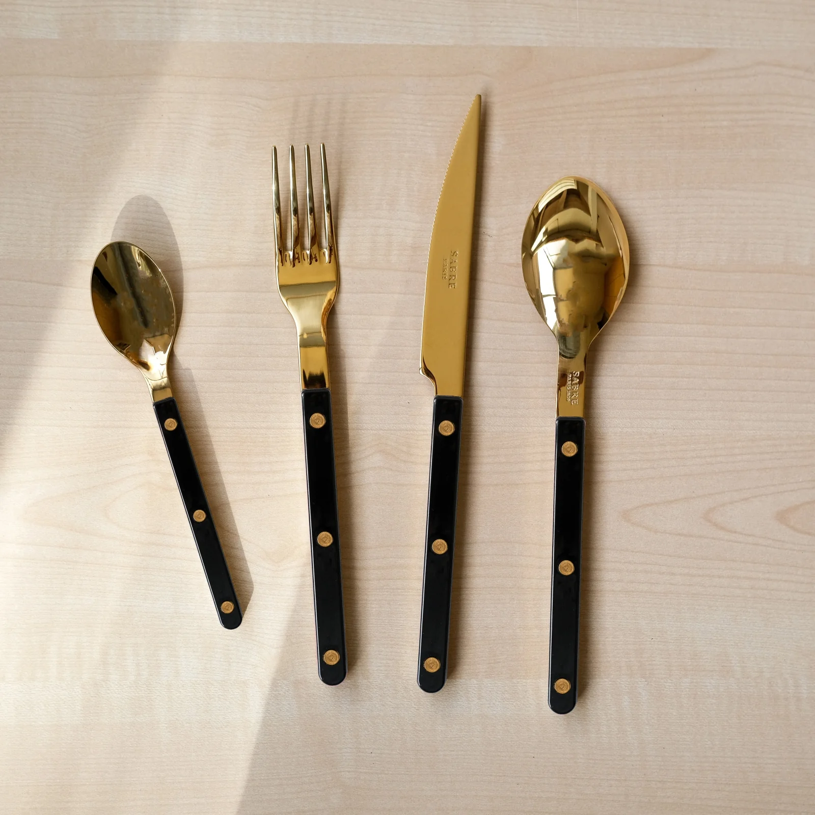 Bistrot couleur Gold Uni, Noir - Set de 4 couverts de table - Image 2