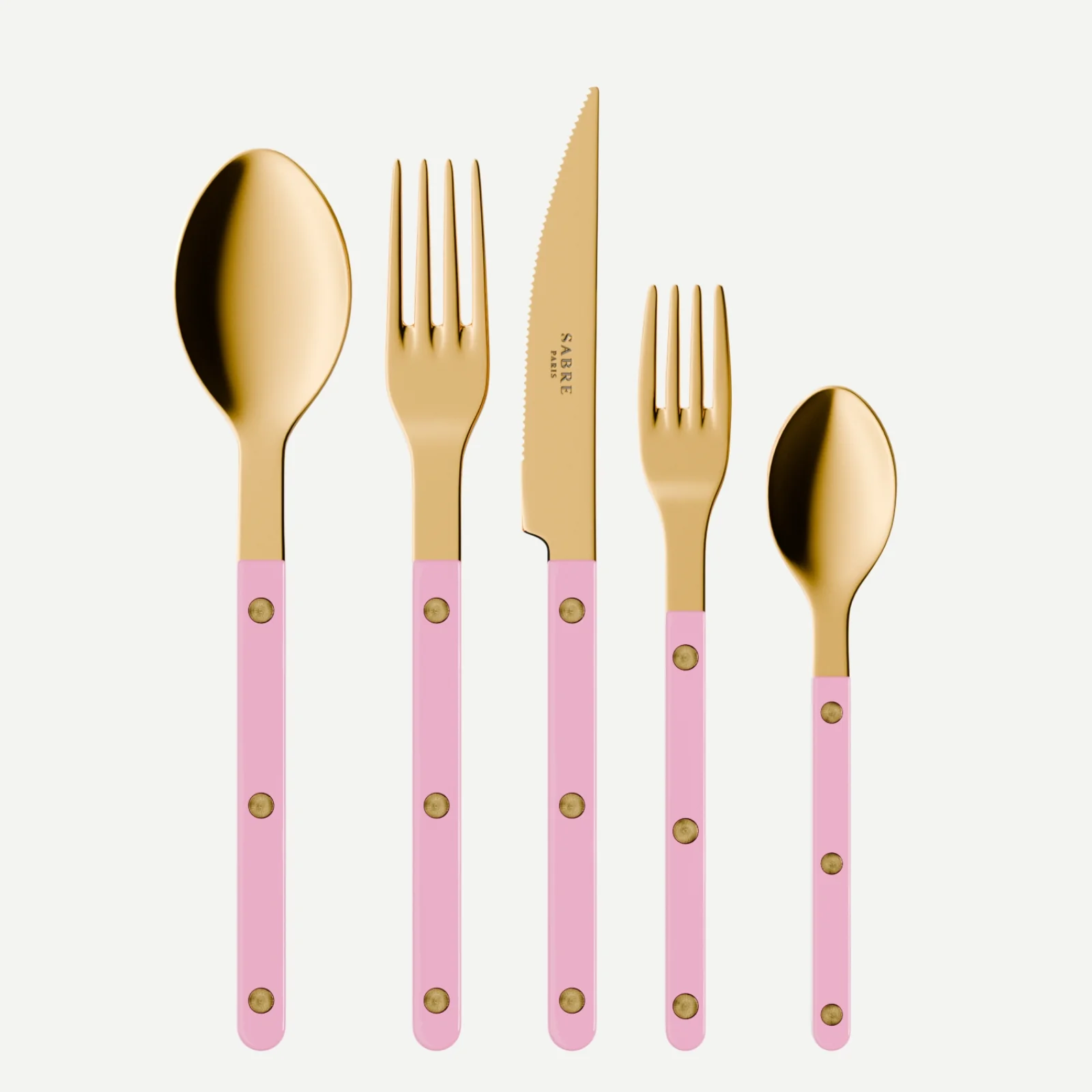 Bistrot couleur Gold Uni, Rose - Set de 5 couverts de table