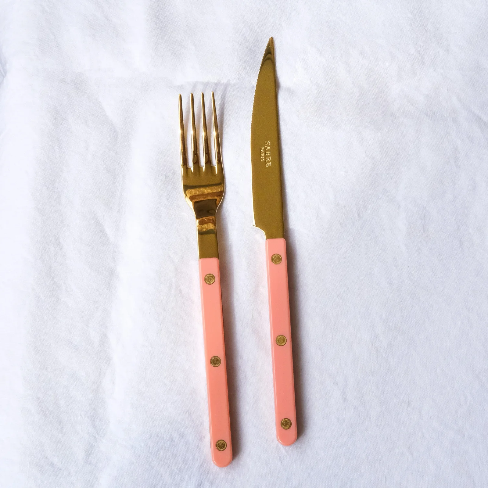 Bistrot couleur Gold Uni, Rose nude - Fourchette de table - Image 3