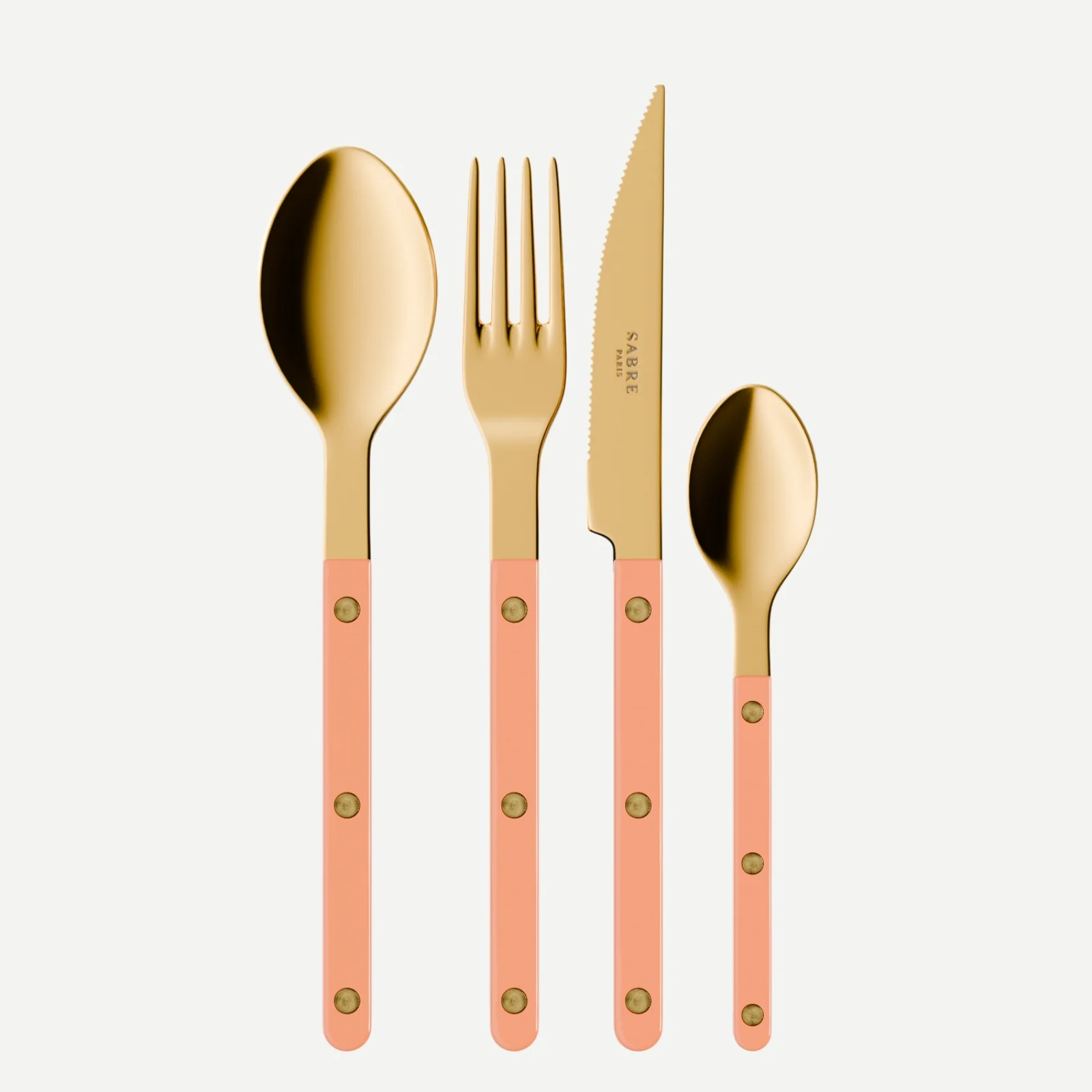 Bistrot couleur Gold Uni, Rose nude - Ménagère 24 pièces
