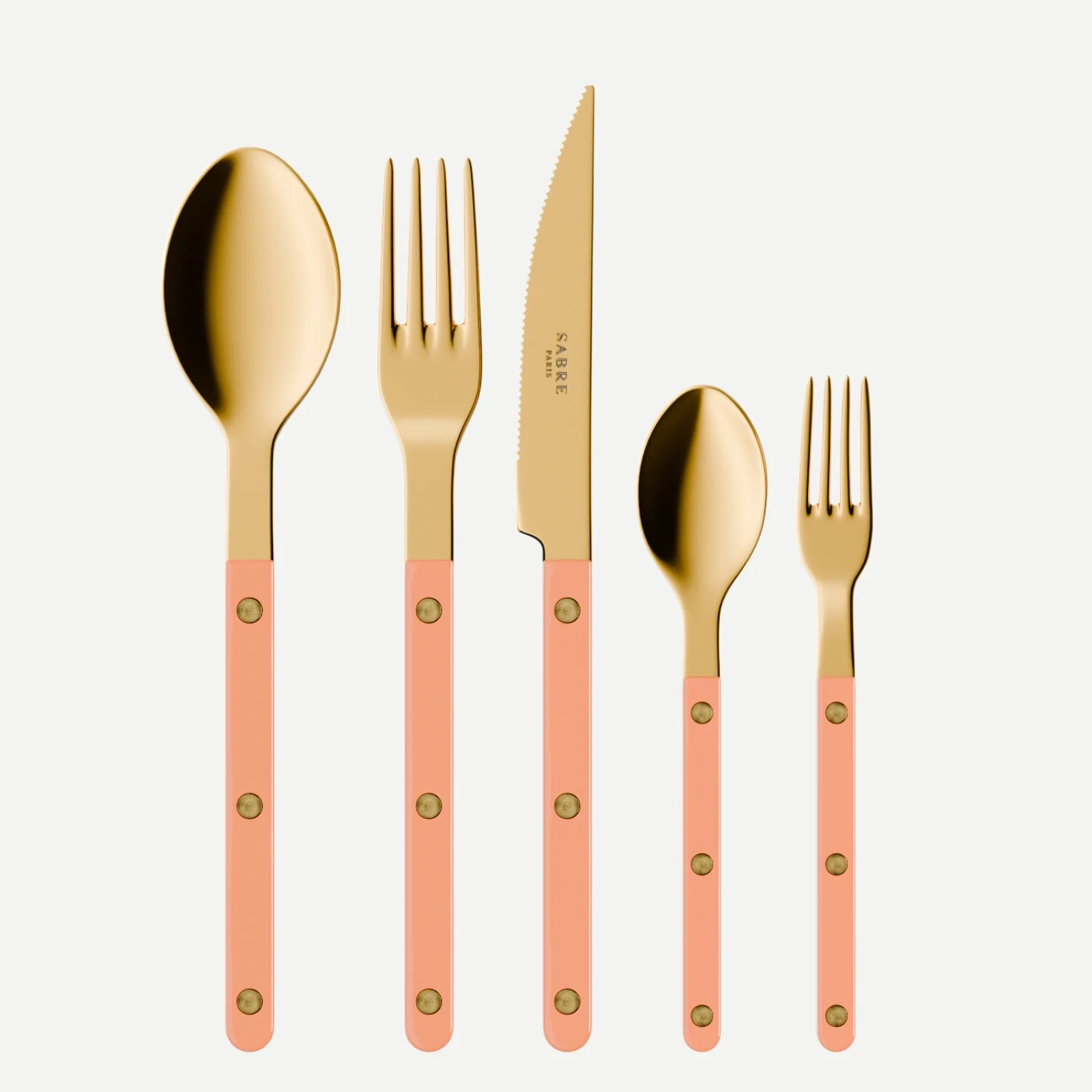 Bistrot couleur Gold Uni, Rose nude - Set de 5 couverts de table