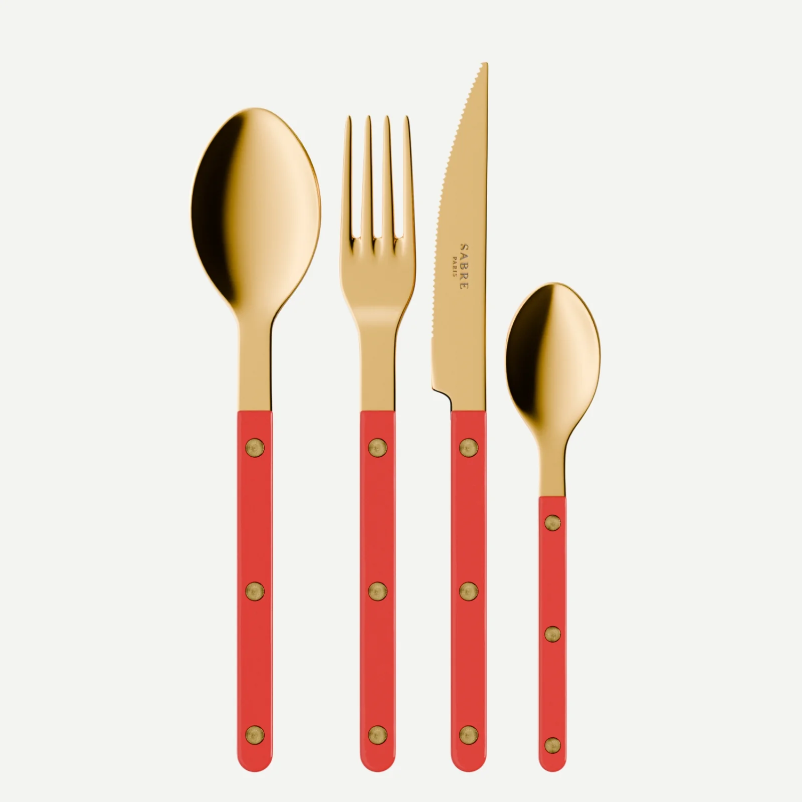 Bistrot couleur Gold Uni, Rouge - Ménagère 24 pièces
