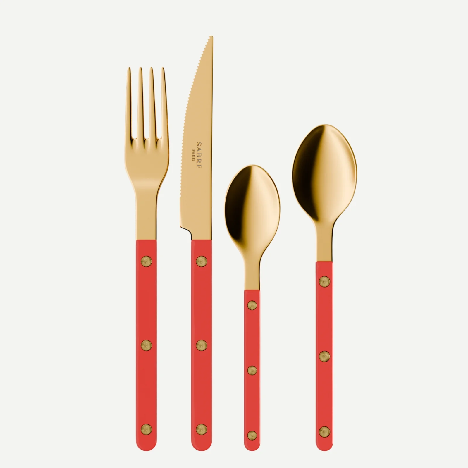 Bistrot couleur Gold Uni, Rouge - Set de 4 couverts de table