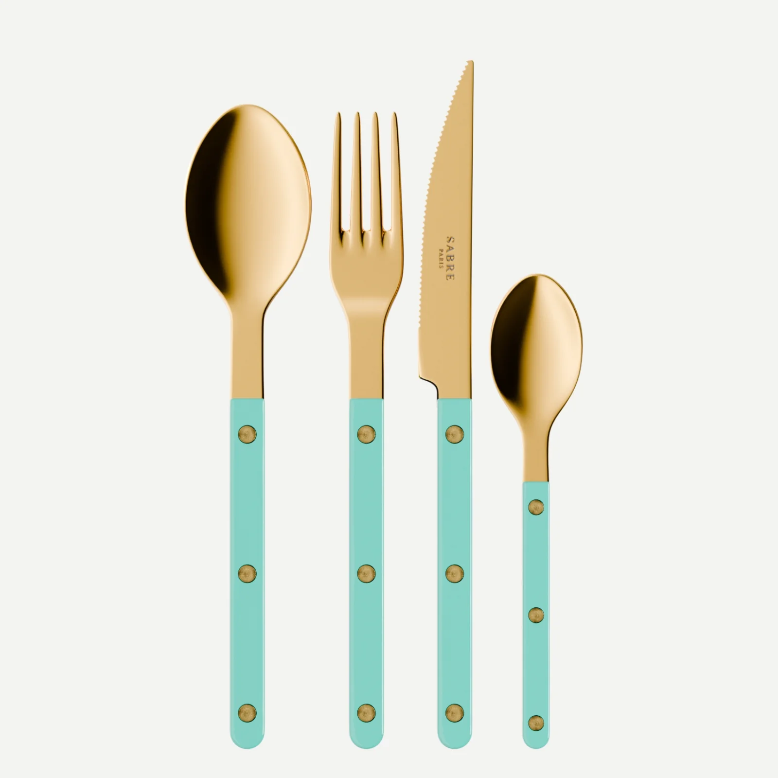 Bistrot couleur Gold Uni, Turquoise - Ménagère 24 pièces