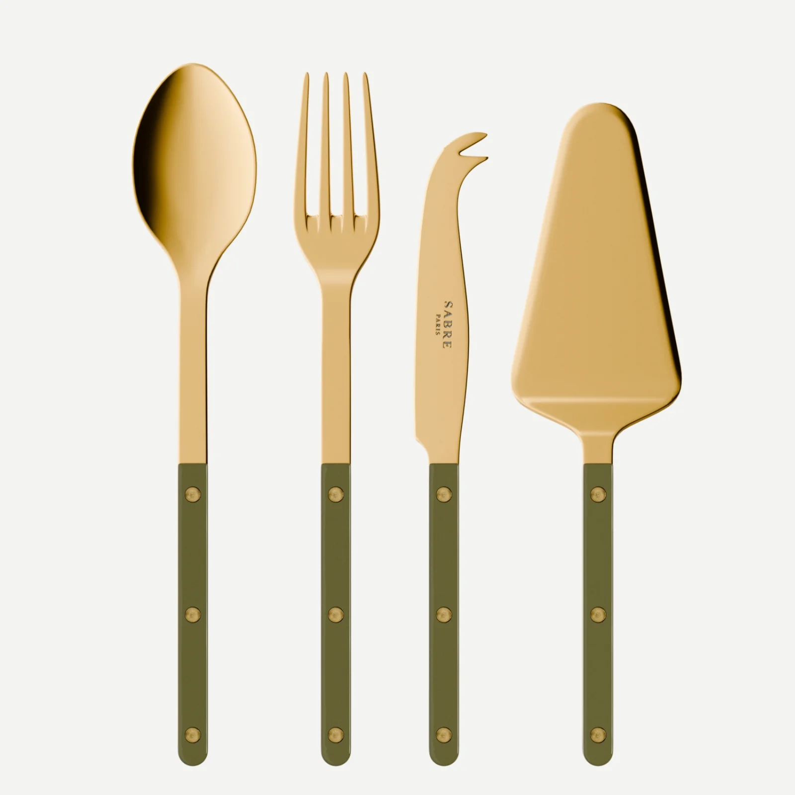 Bistrot couleur Gold Uni, Vert fougère - Set Les Essentiels Bistrot - ensemble de 4 couverts de service