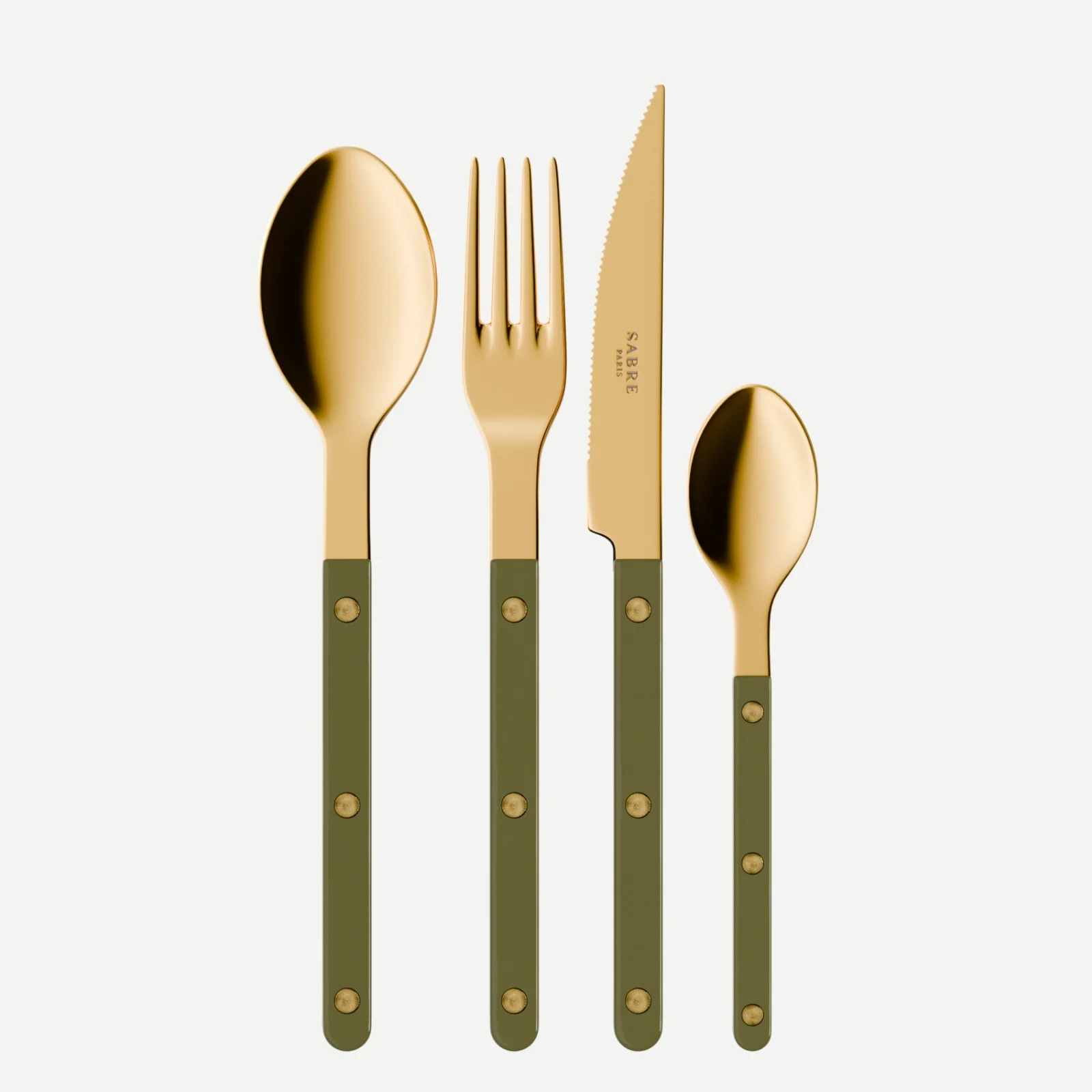 Bistrot couleur Gold Uni, Vert fougère - Ménagère 48 pièces