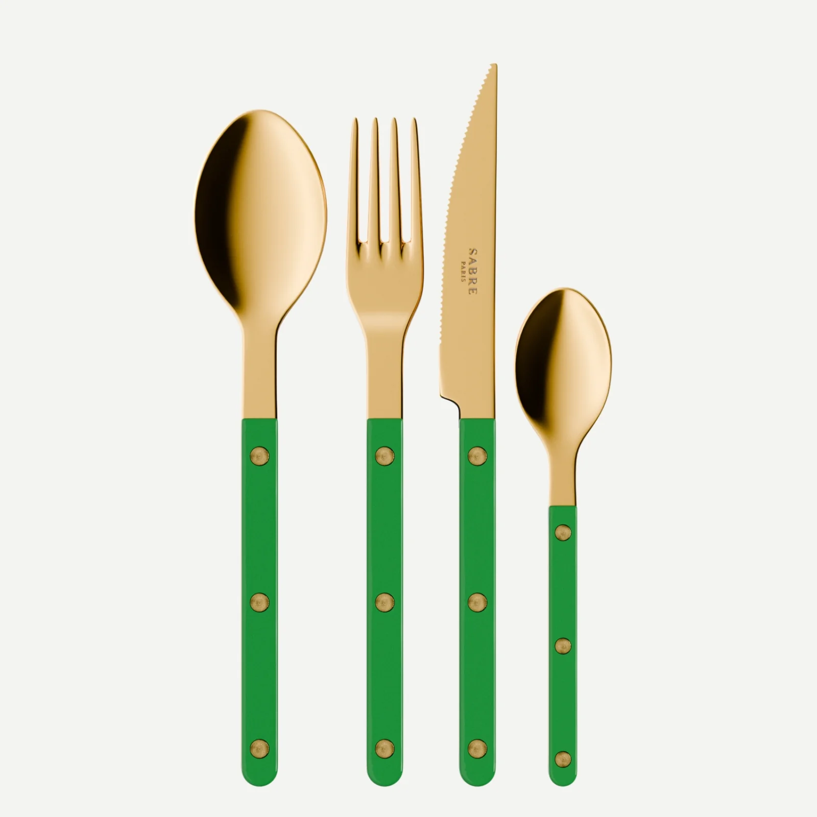 Bistrot couleur Gold Uni, Vert jardin - Set de 4 couverts de table
