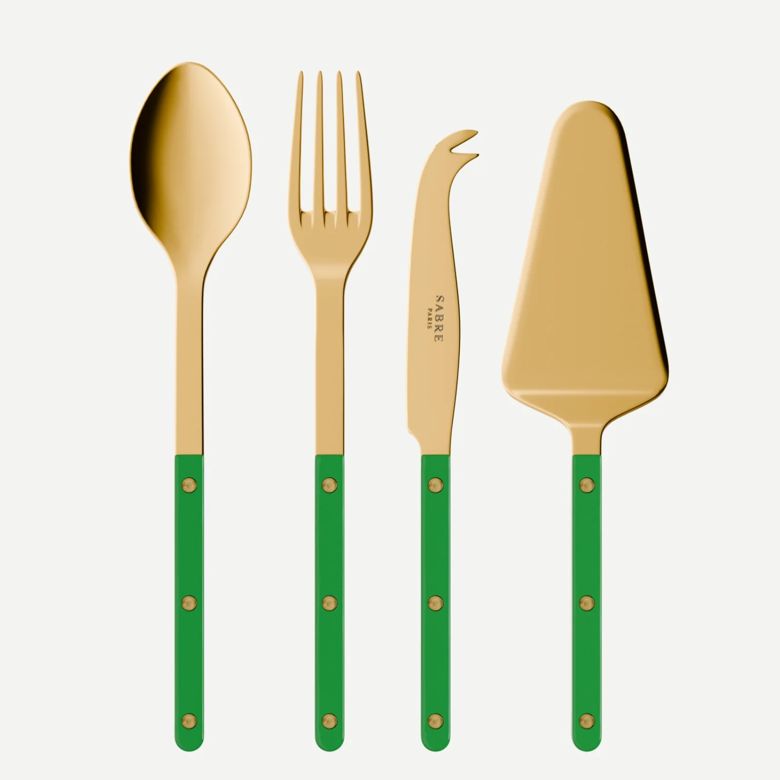 Bistrot couleur Gold Uni, Vert jardin - Set Les Essentiels Bistrot - ensemble de 4 couverts de service