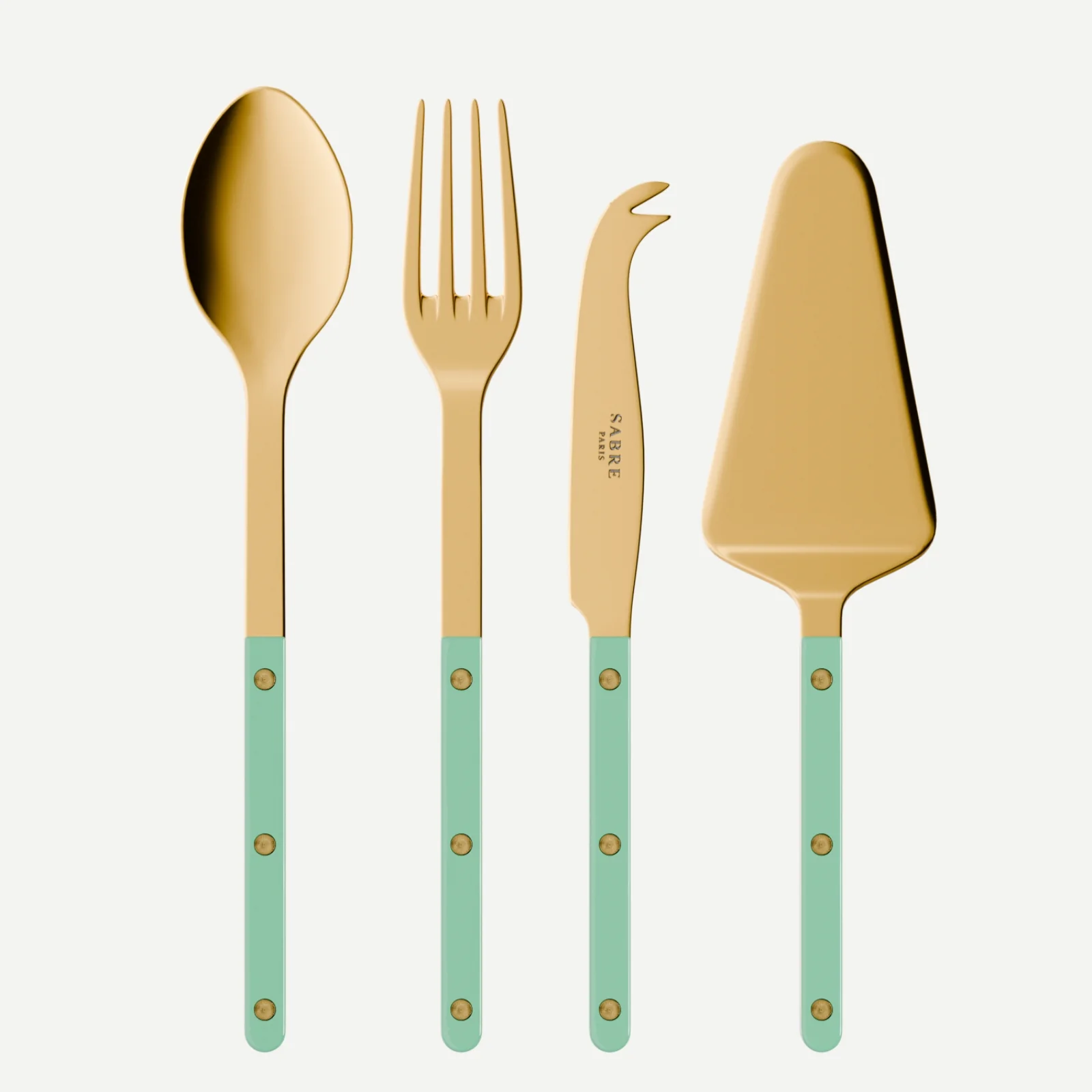 Bistrot couleur Gold Uni, Vert pastel - Set Les Essentiels Bistrot - ensemble de 4 couverts de service