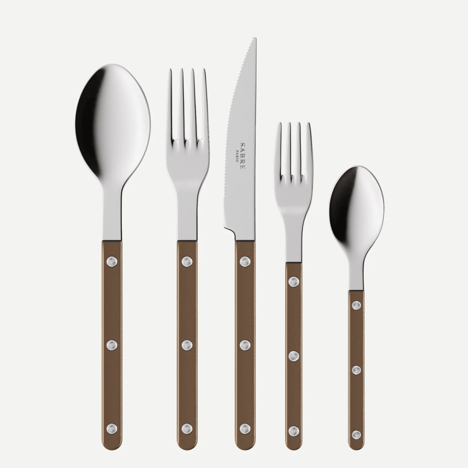 Bistrot Pearly, Marron - Set de 5 couverts de table