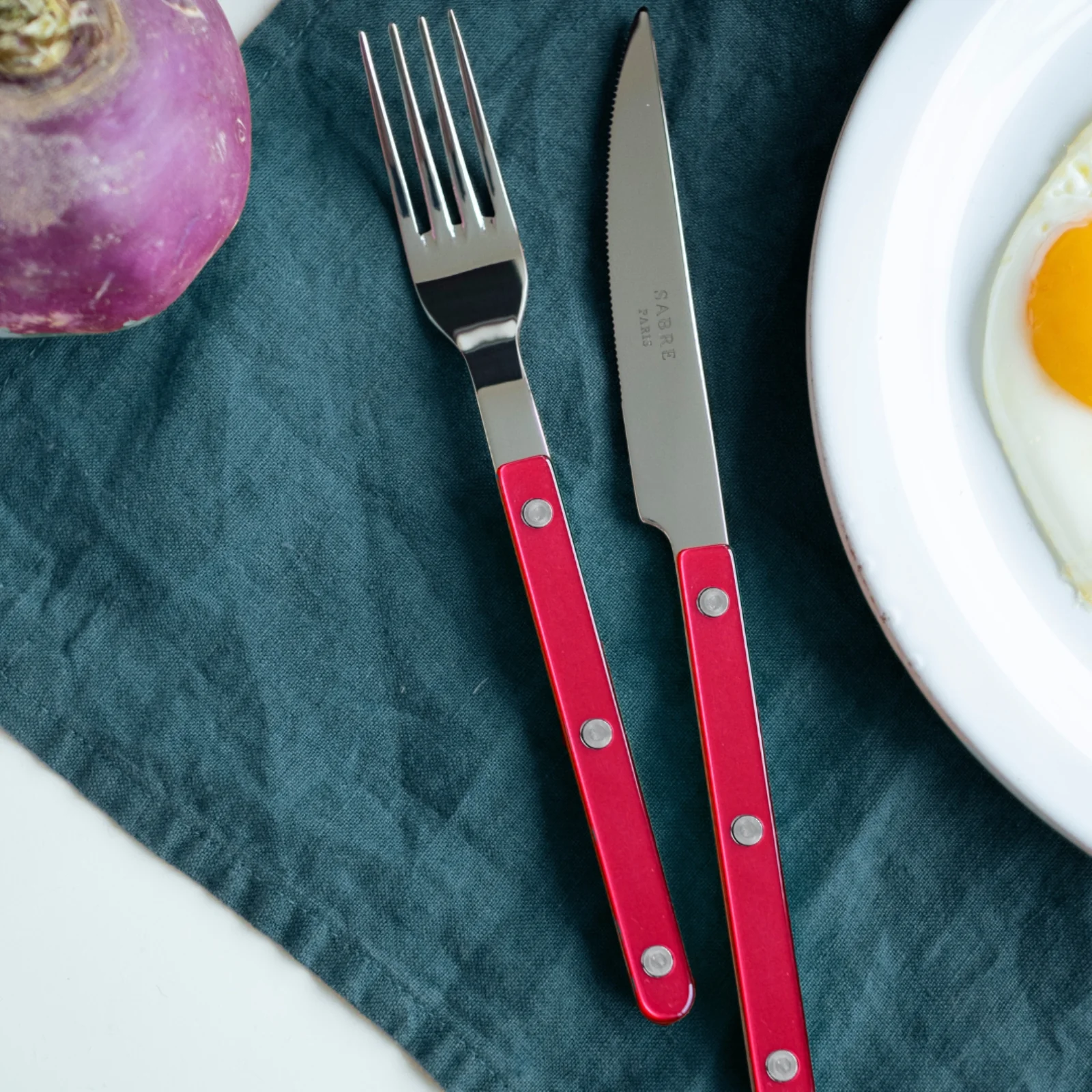 Bistrot Pearly, Rouge - Set de 4 couverts de table - Image 3